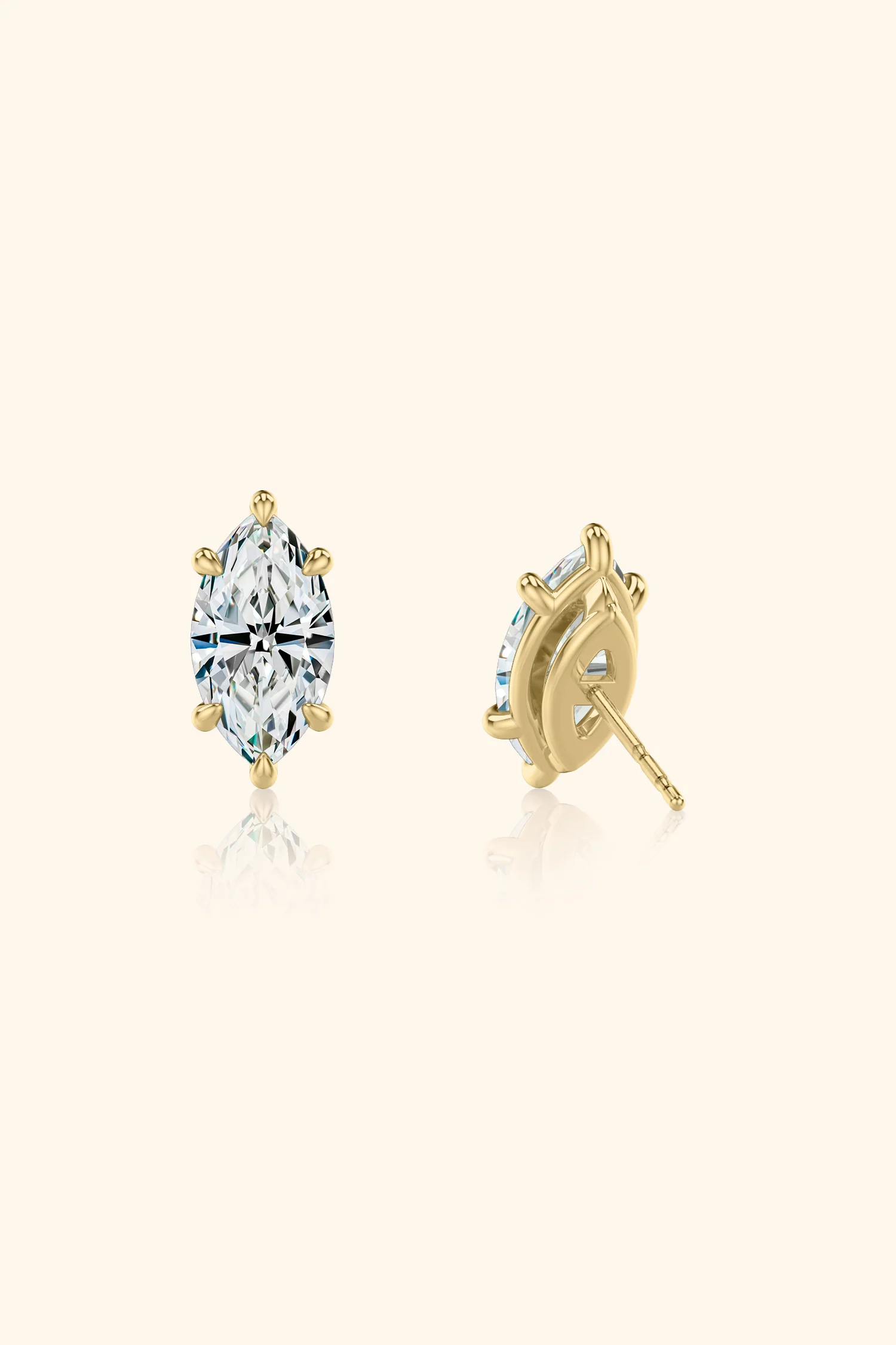 Classic Diamond Studs set with a Marquise Solitaire - Image 8