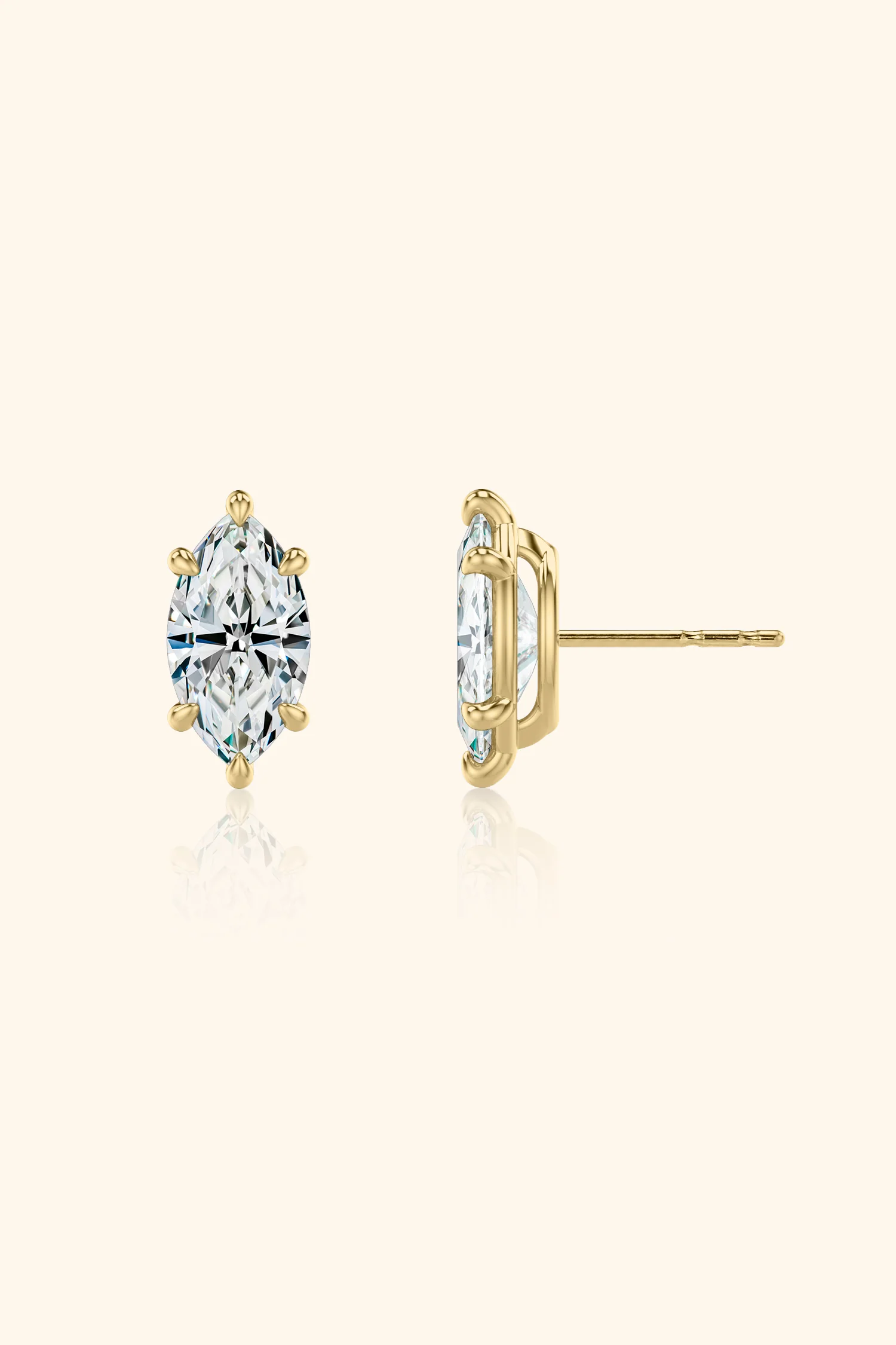 Classic Diamond Studs set with a Marquise Solitaire - Image 9