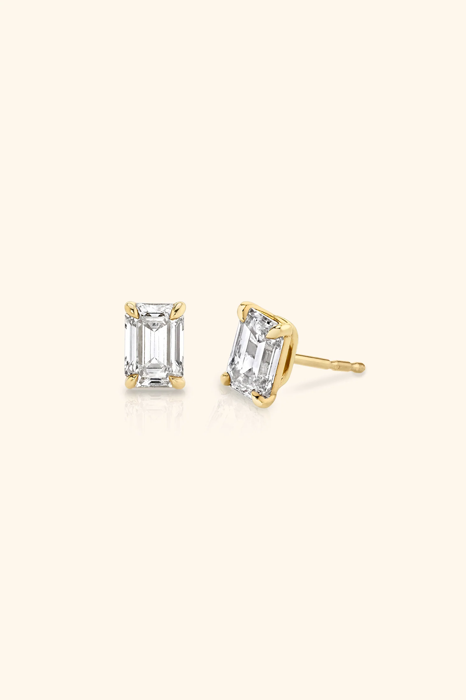 Classic Diamond Studs set with an Emerald Solitaire - Image 3