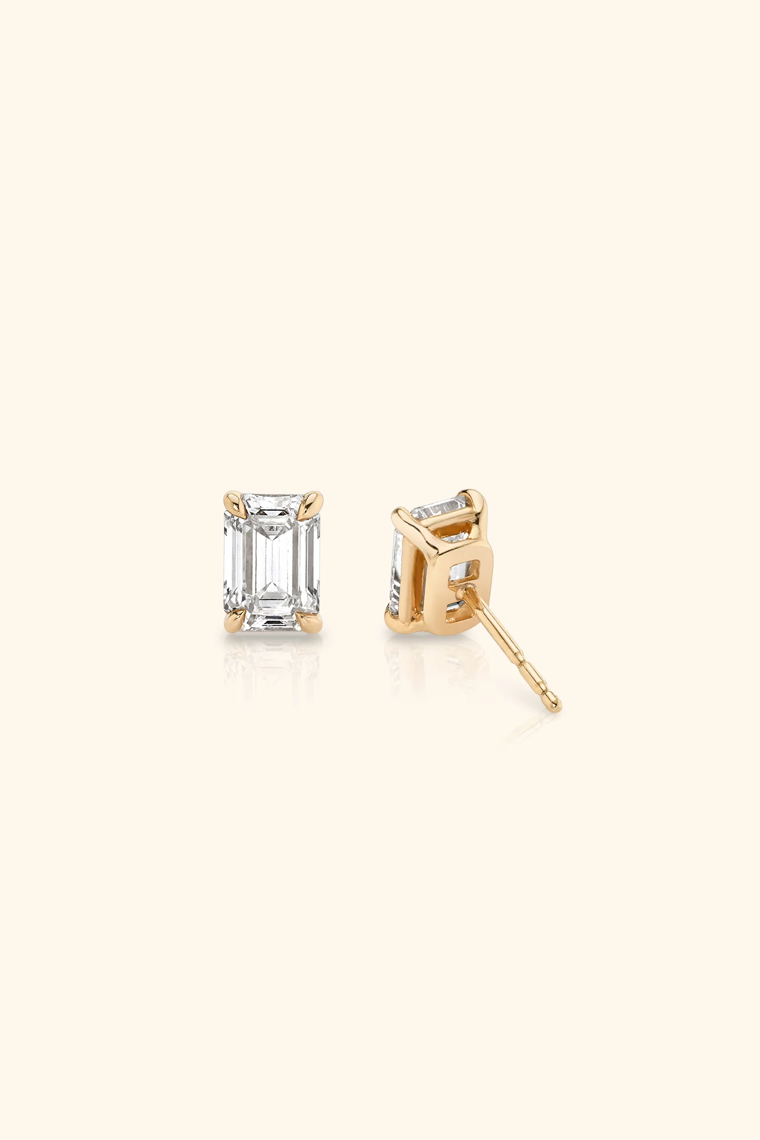 Classic Diamond Studs set with an Emerald Solitaire - Image 4