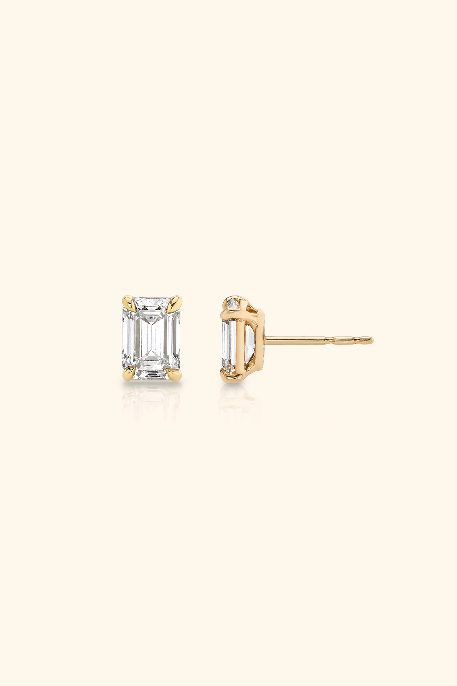 Classic Diamond Studs set with an Emerald Solitaire - Image 5