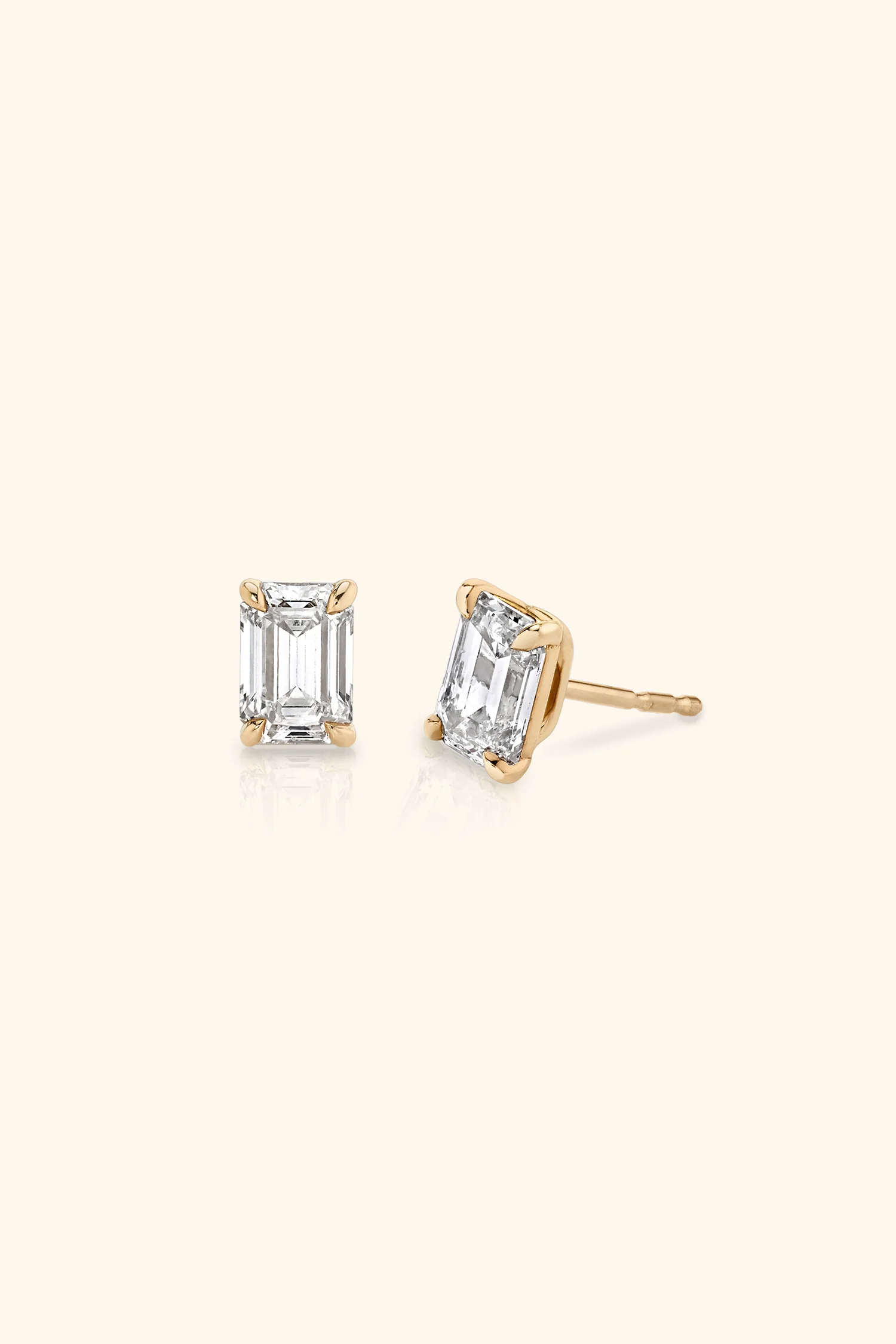 Classic Diamond Studs set with an Emerald Solitaire - Image 6