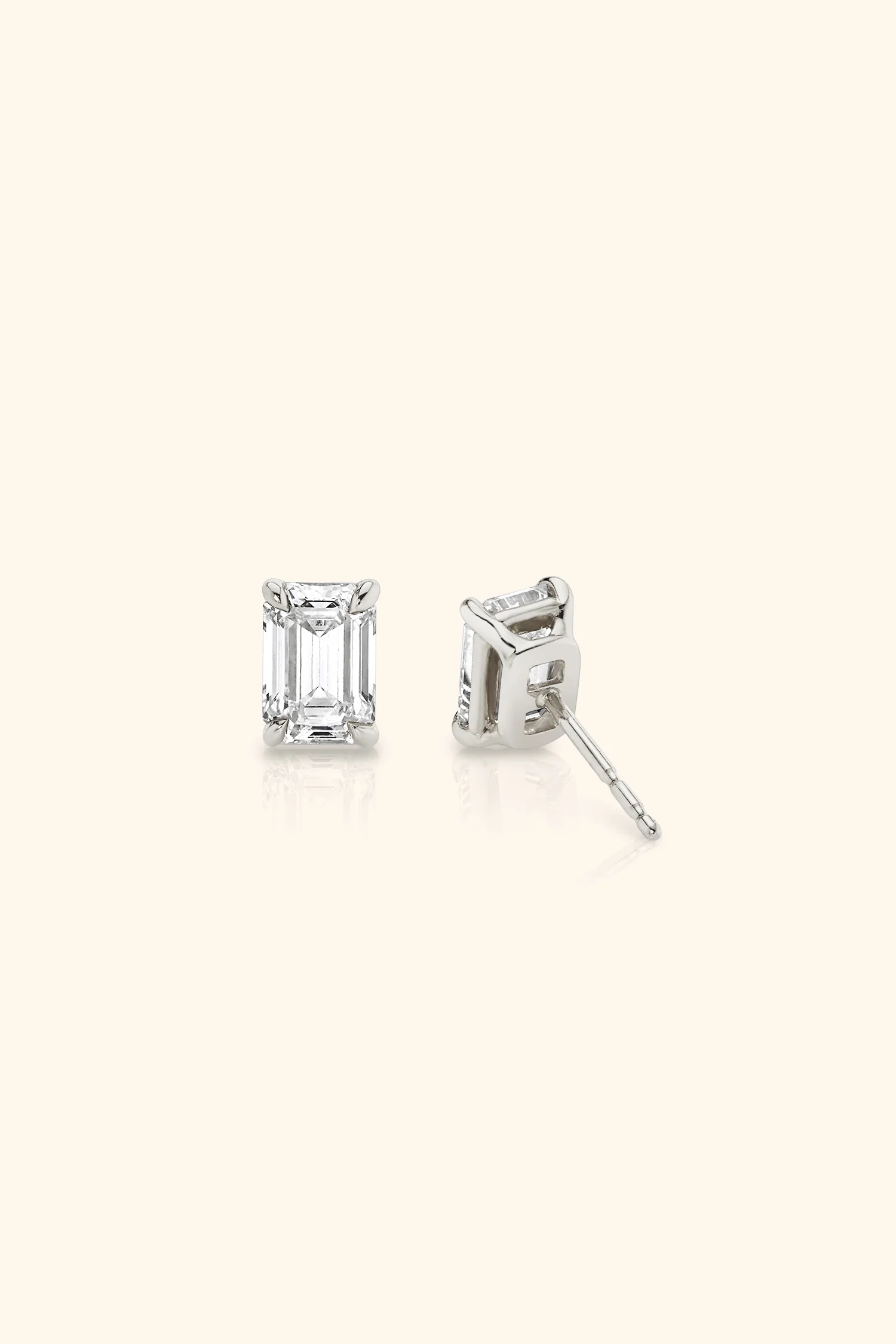 Classic Diamond Studs set with an Emerald Solitaire - Image 8