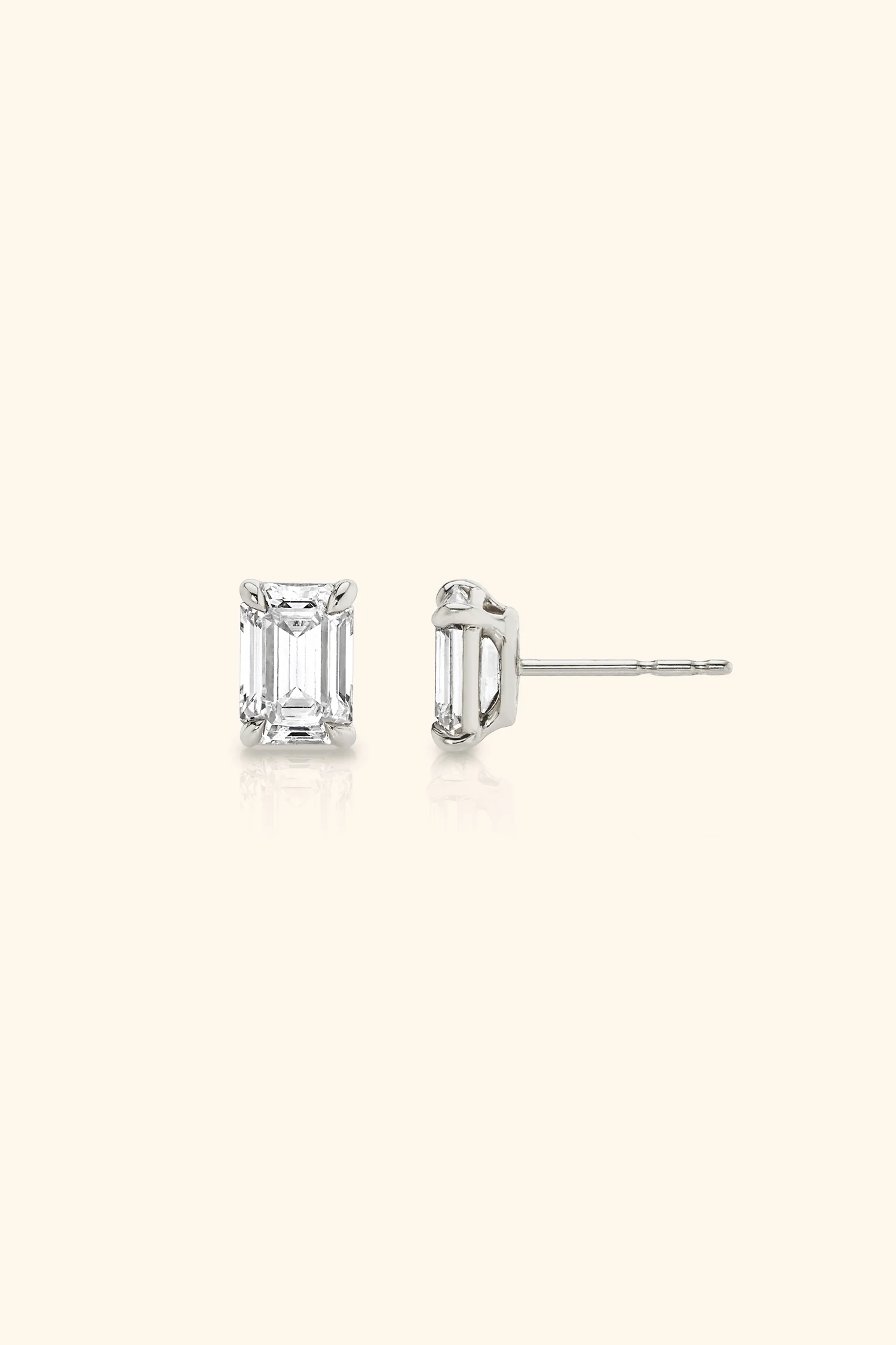Classic Diamond Studs set with an Emerald Solitaire - Image 9