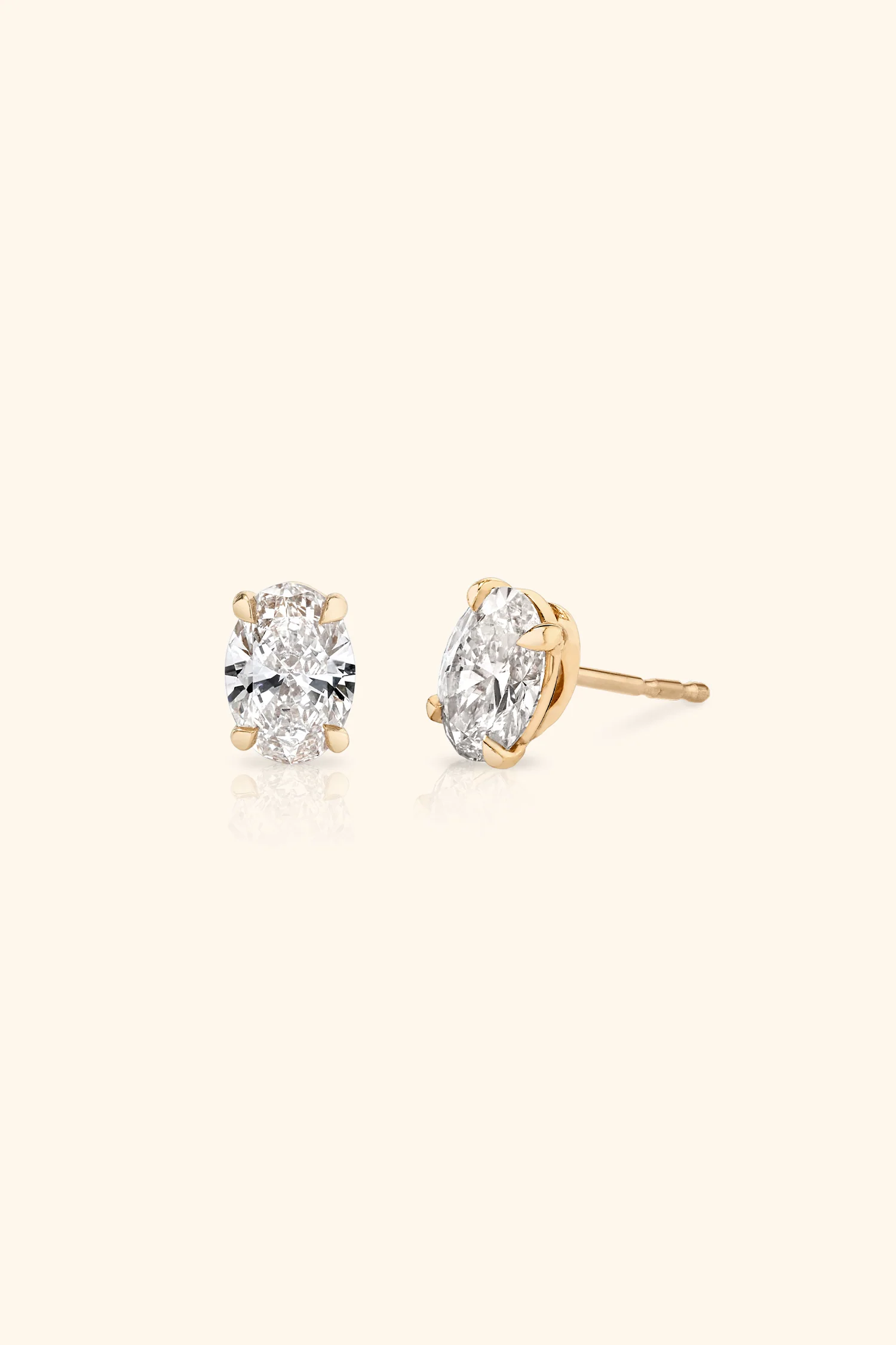 Classic Diamond Studs set with an Oval Solitaire - Image 3