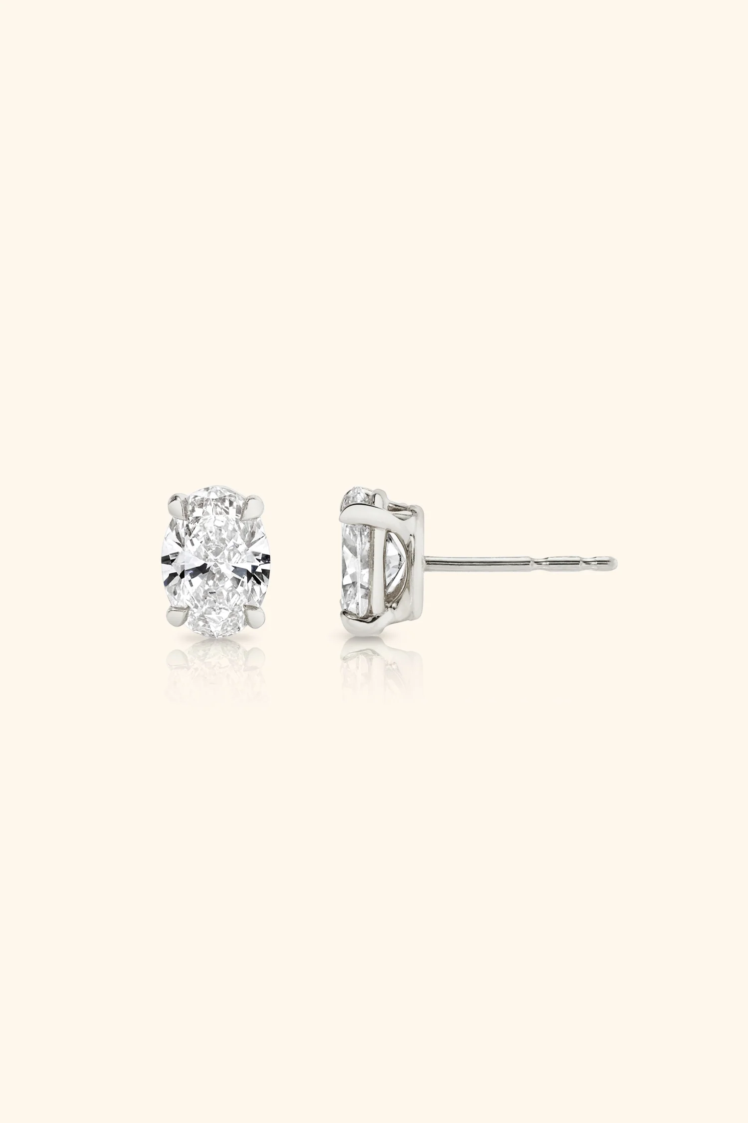 Classic Diamond Studs set with an Oval Solitaire - Image 5