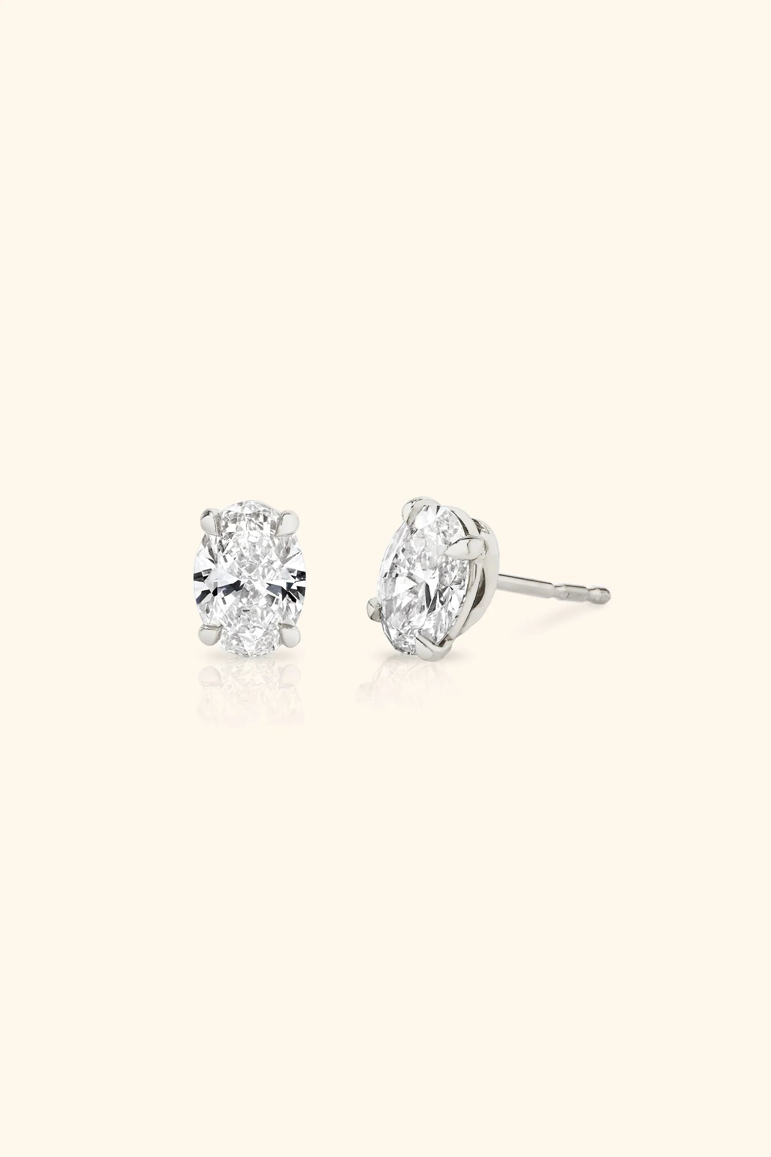 Classic Diamond Studs set with an Oval Solitaire - Image 6