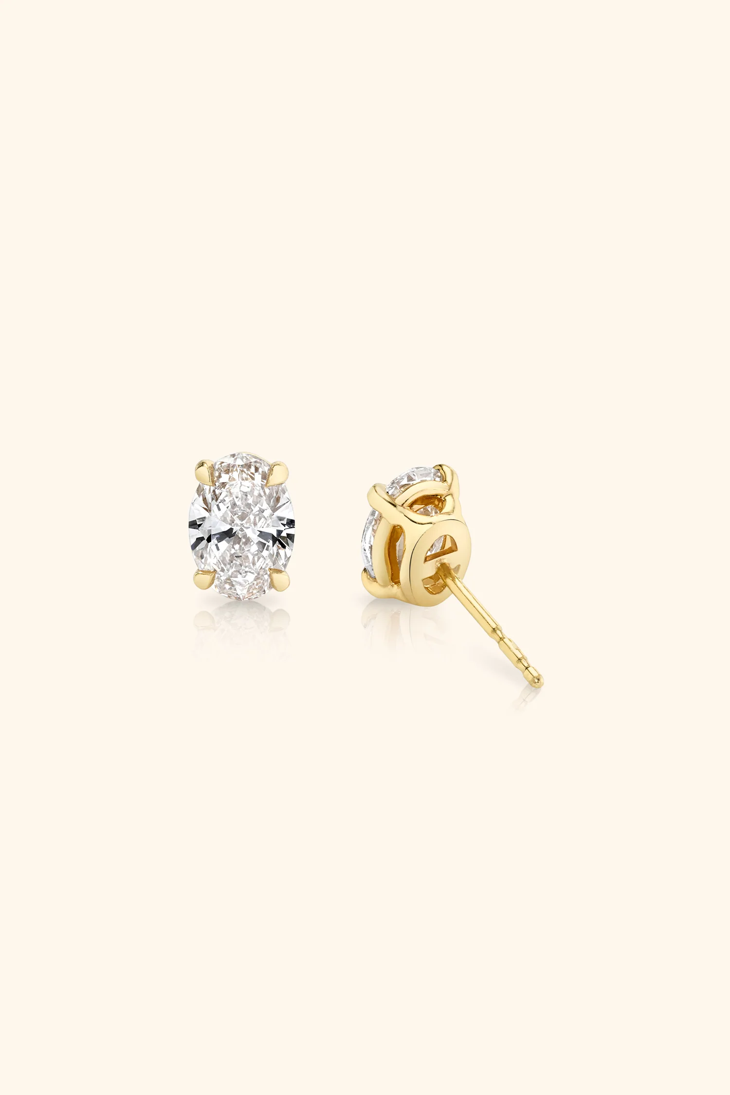 Classic Diamond Studs set with an Oval Solitaire - Image 7