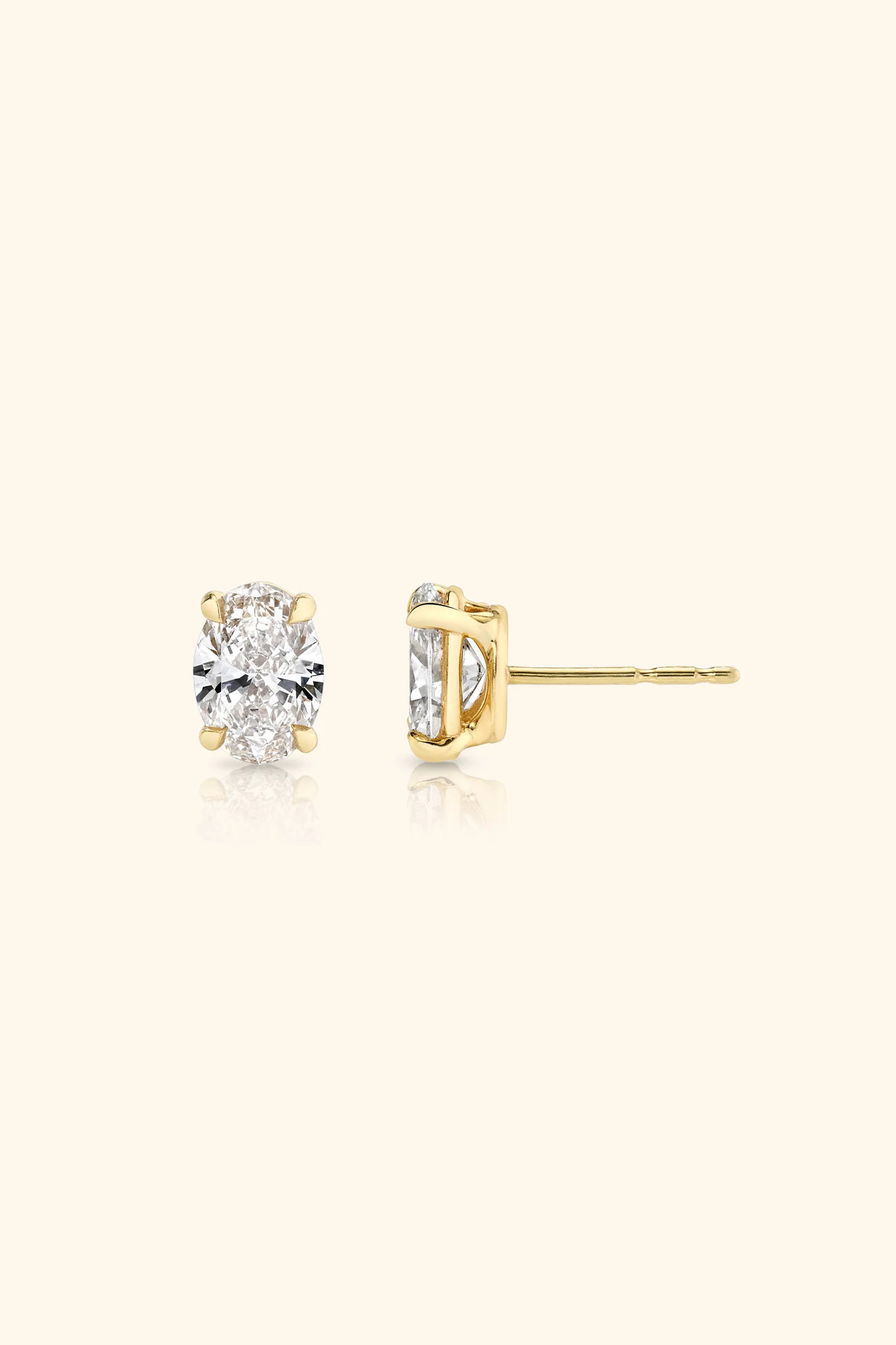 Classic Diamond Studs set with an Oval Solitaire - Image 8