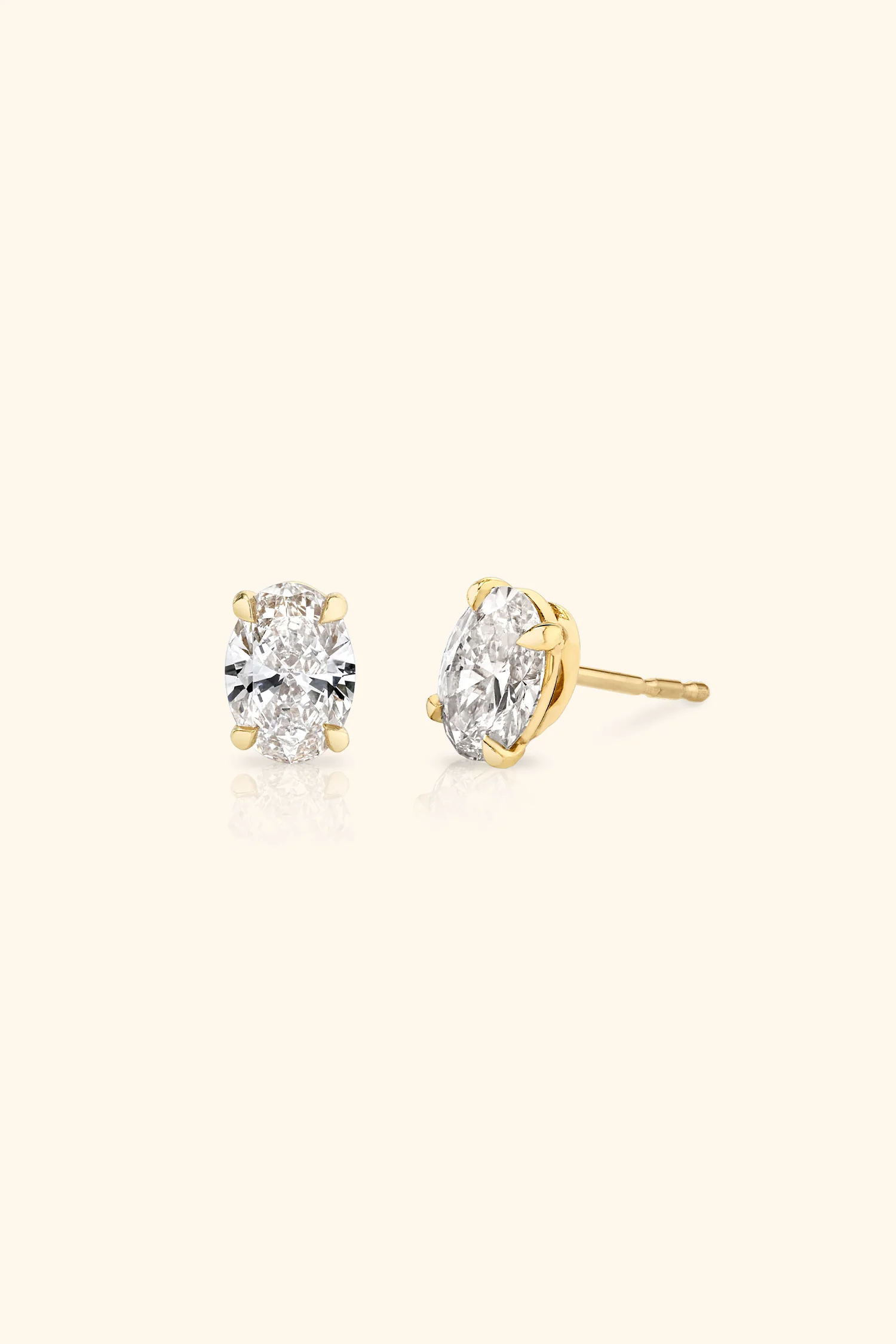 Classic Diamond Studs set with an Oval Solitaire - Image 9