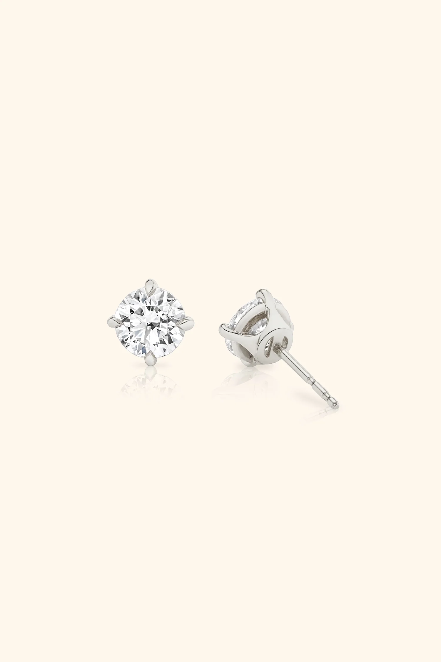 Classic Diamond Studs set with Round Solitaire - Image 4