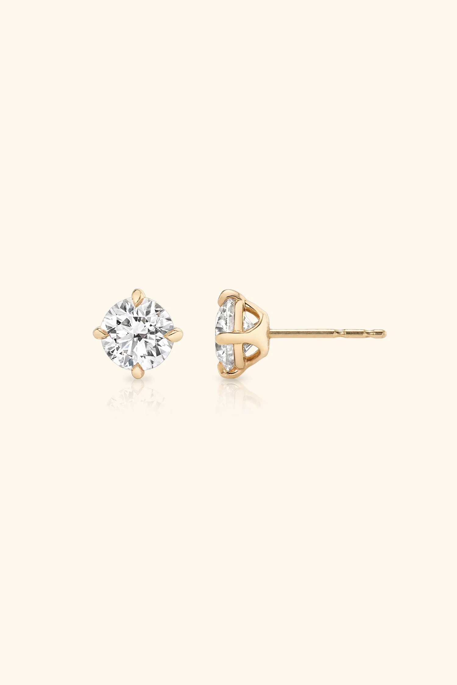 Classic Diamond Studs set with Round Solitaire - Image 8
