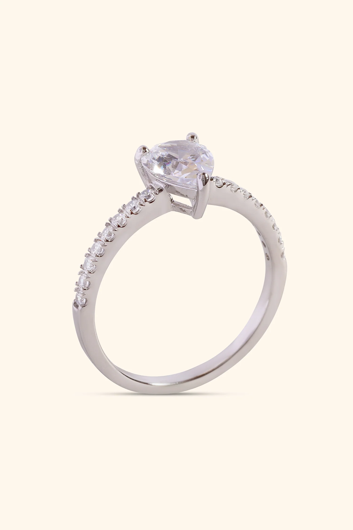 Classic Grace Pear Solitaire Pave Ring - Image 4