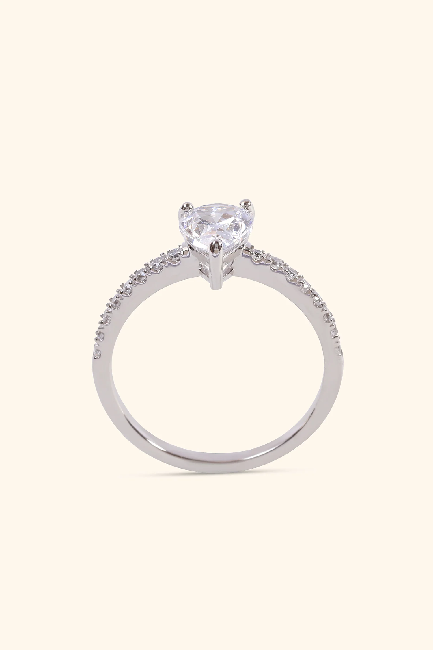 Classic Grace Pear Solitaire Pave Ring - Image 5