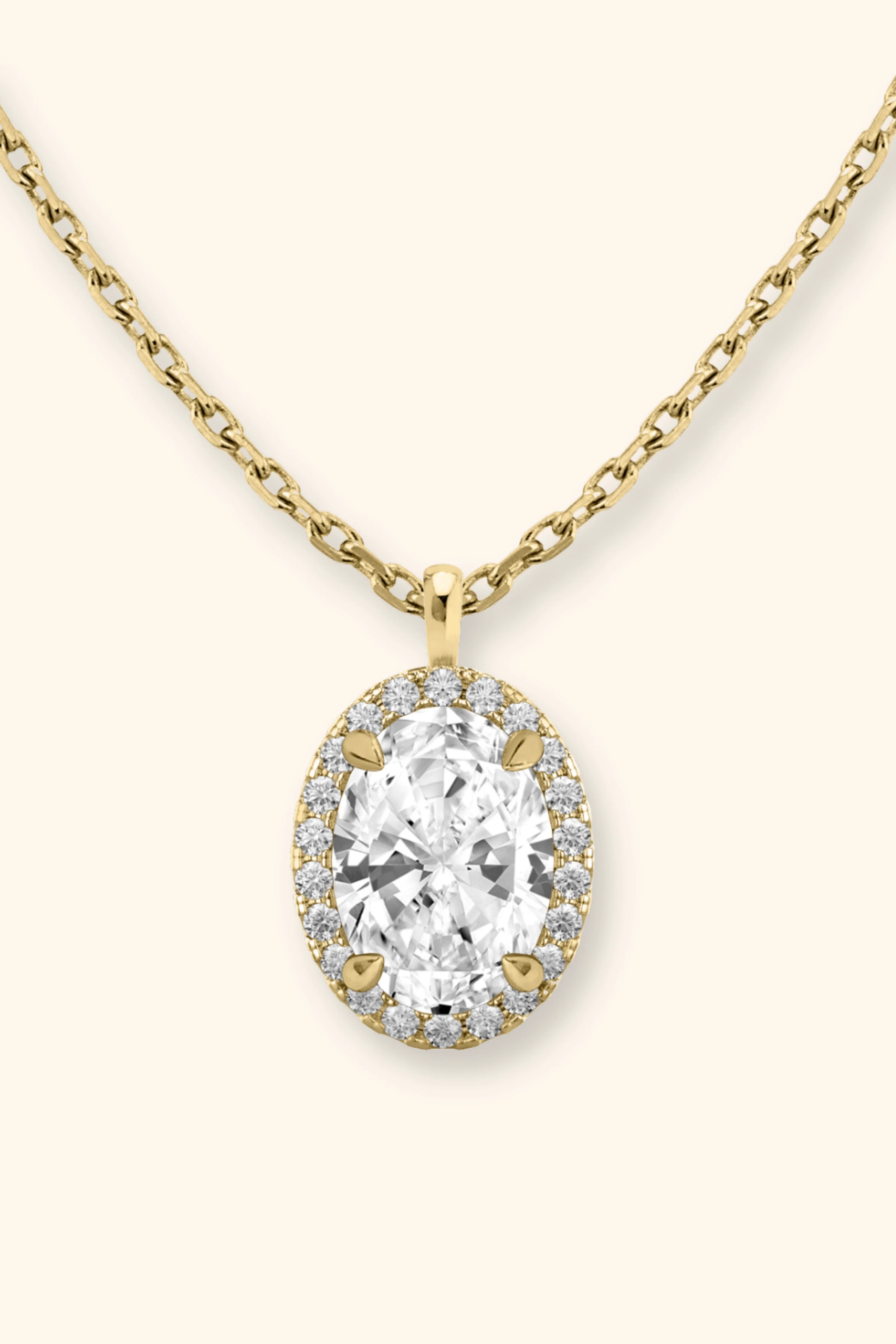 Coralina Halo Oval Solitaire Pendant - Image 3