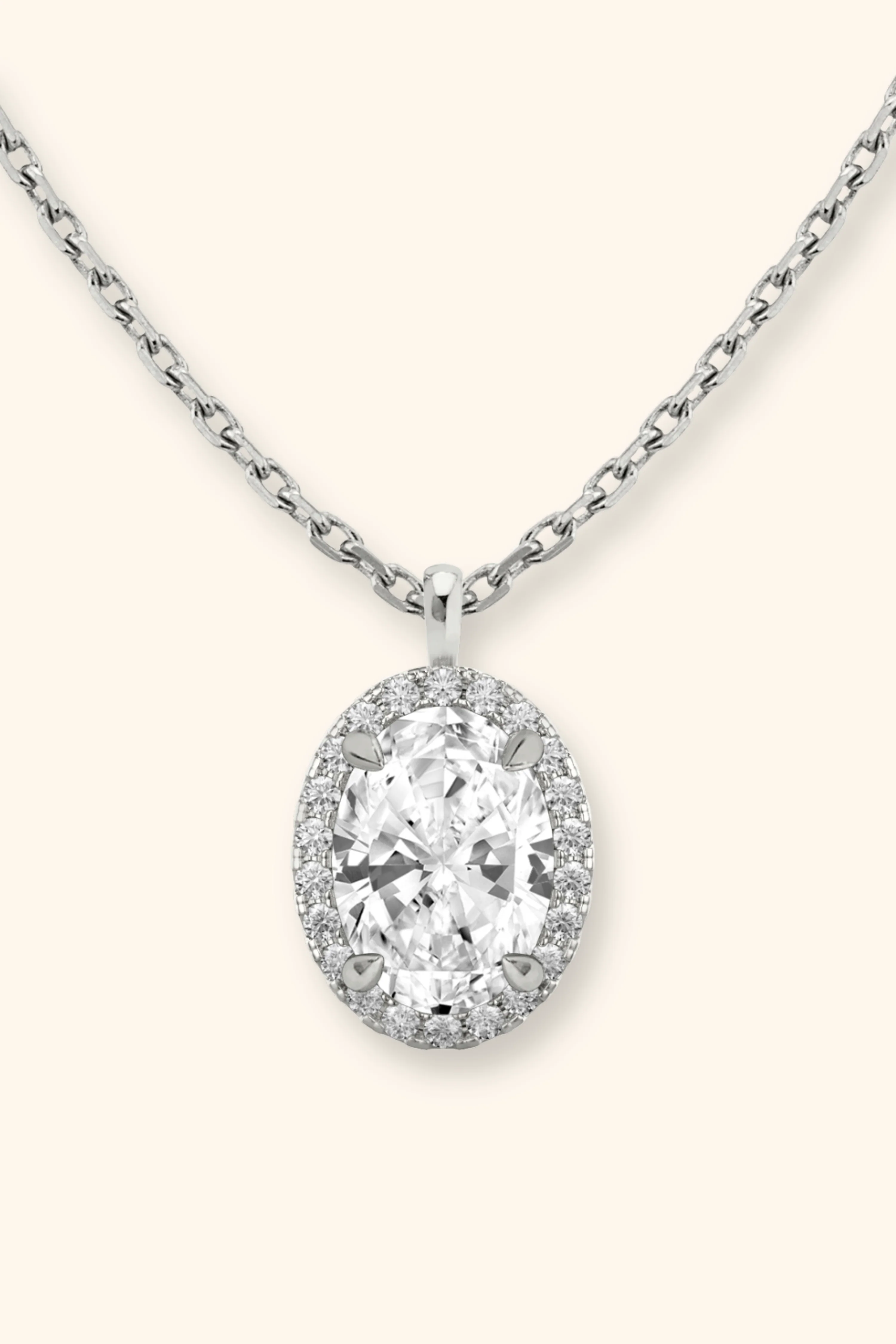 Coralina Halo Oval Solitaire Pendant - Image 4