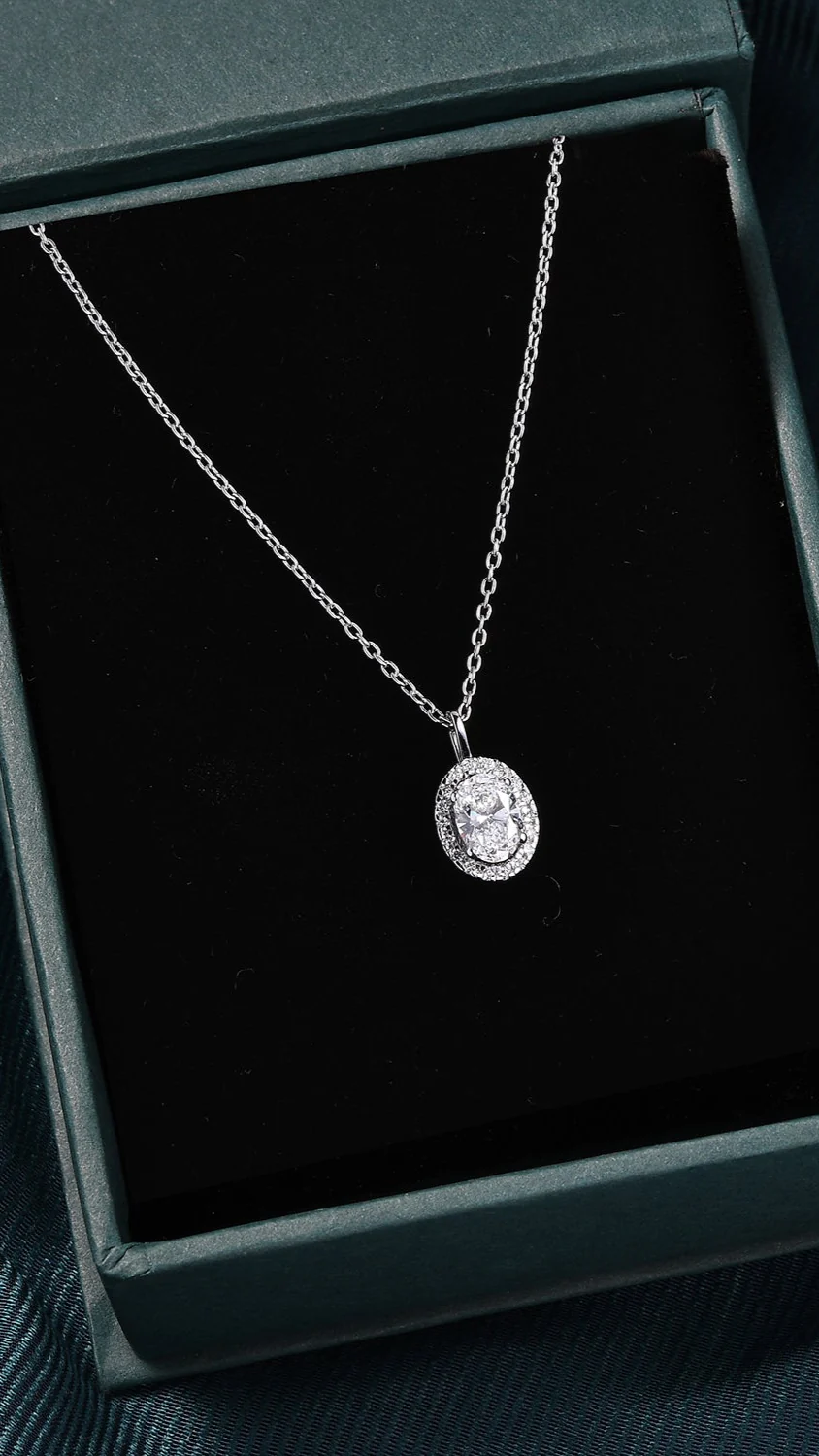 Coralina Halo Oval Solitaire Pendant - Image 5