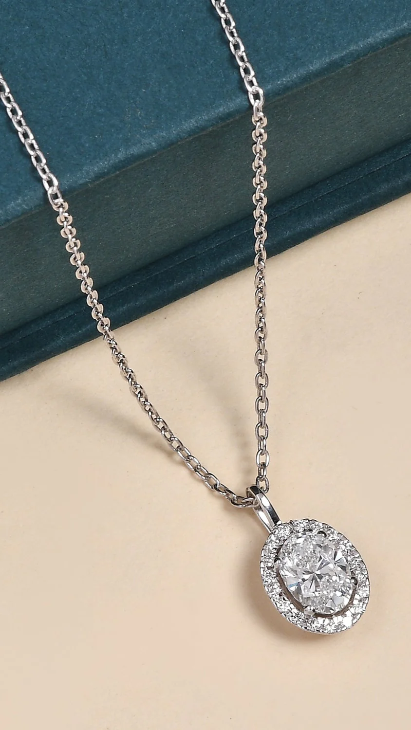 Coralina Halo Oval Solitaire Pendant - Image 6