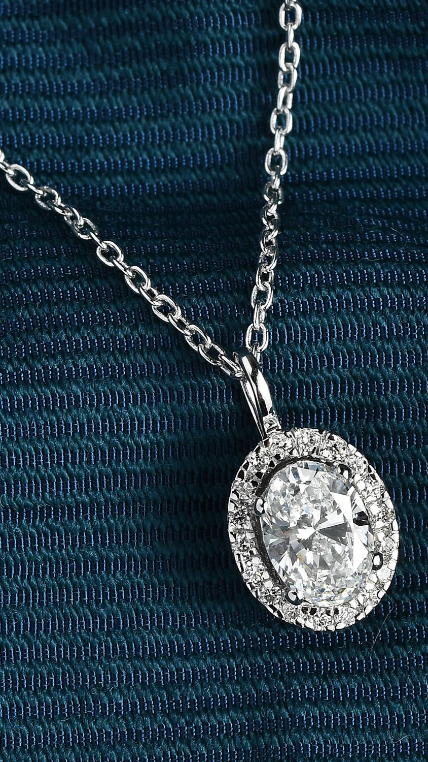 Coralina Halo Oval Solitaire Pendant - Image 7