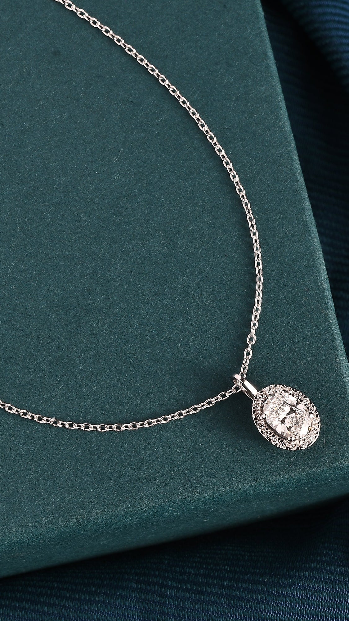 Coralina Halo Oval Solitaire Pendant - Image 8