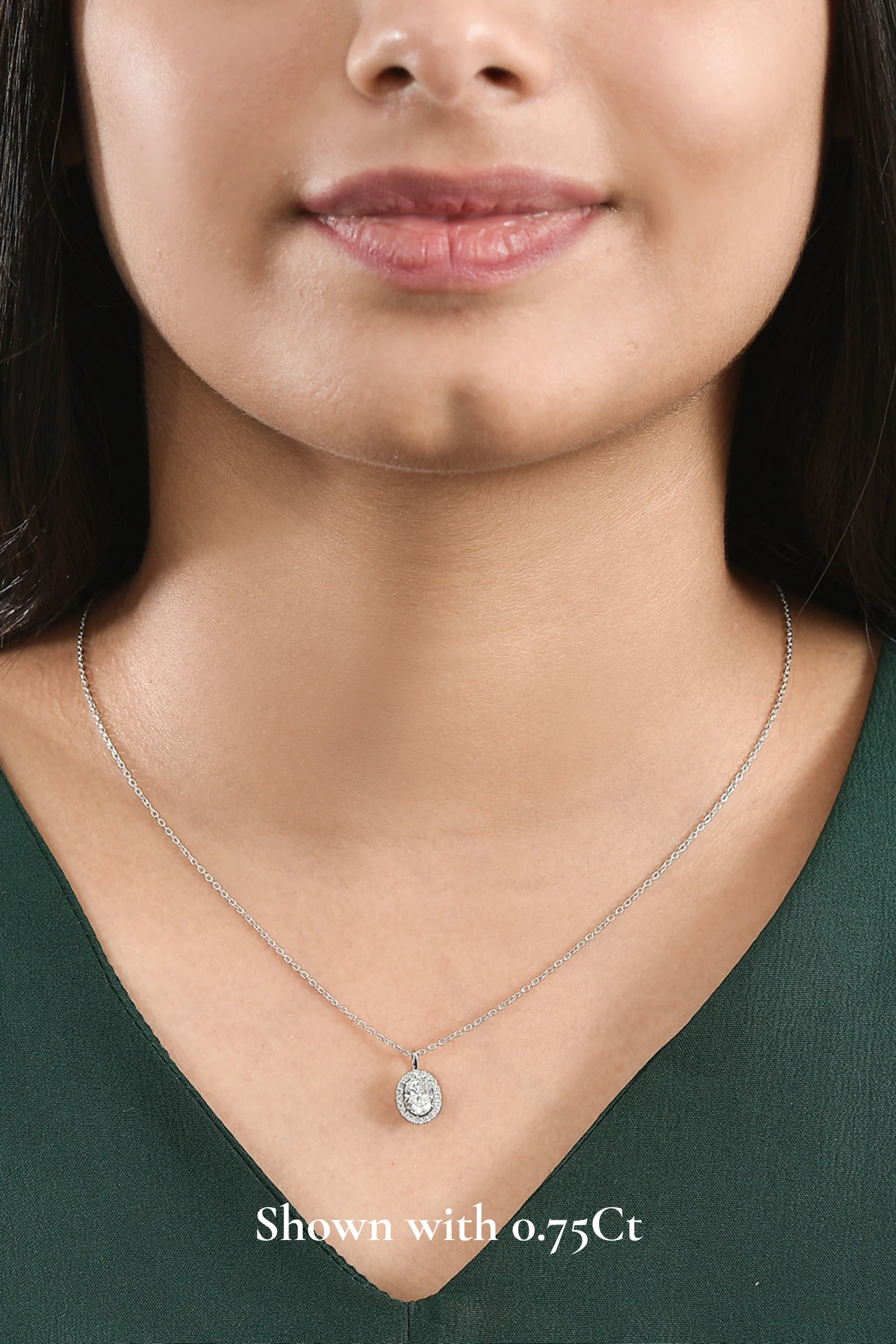 Coralina Halo Oval Solitaire Pendant - Image 9