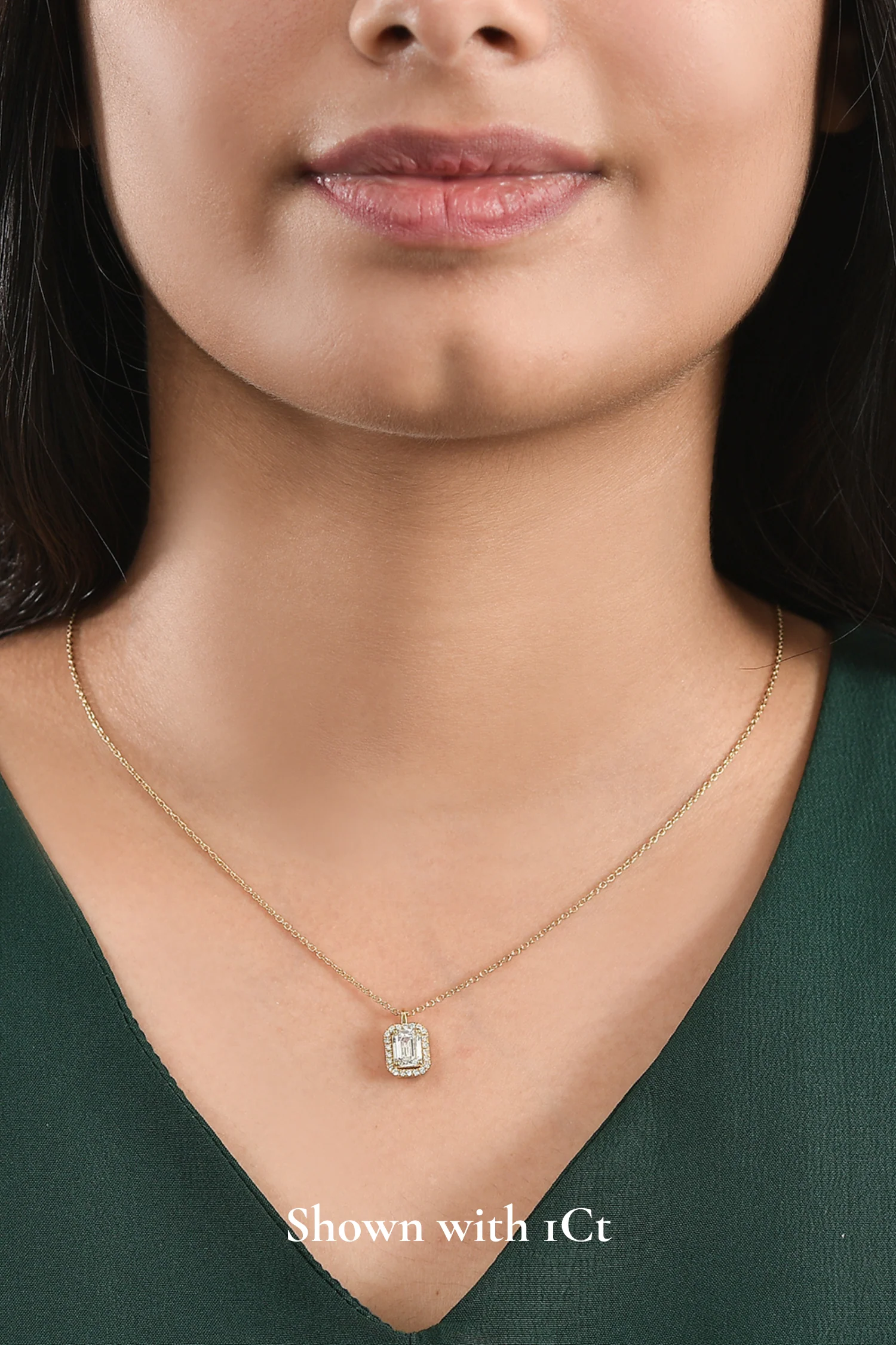 Coralina Halo Emerald Solitaire Pendant - Image 10