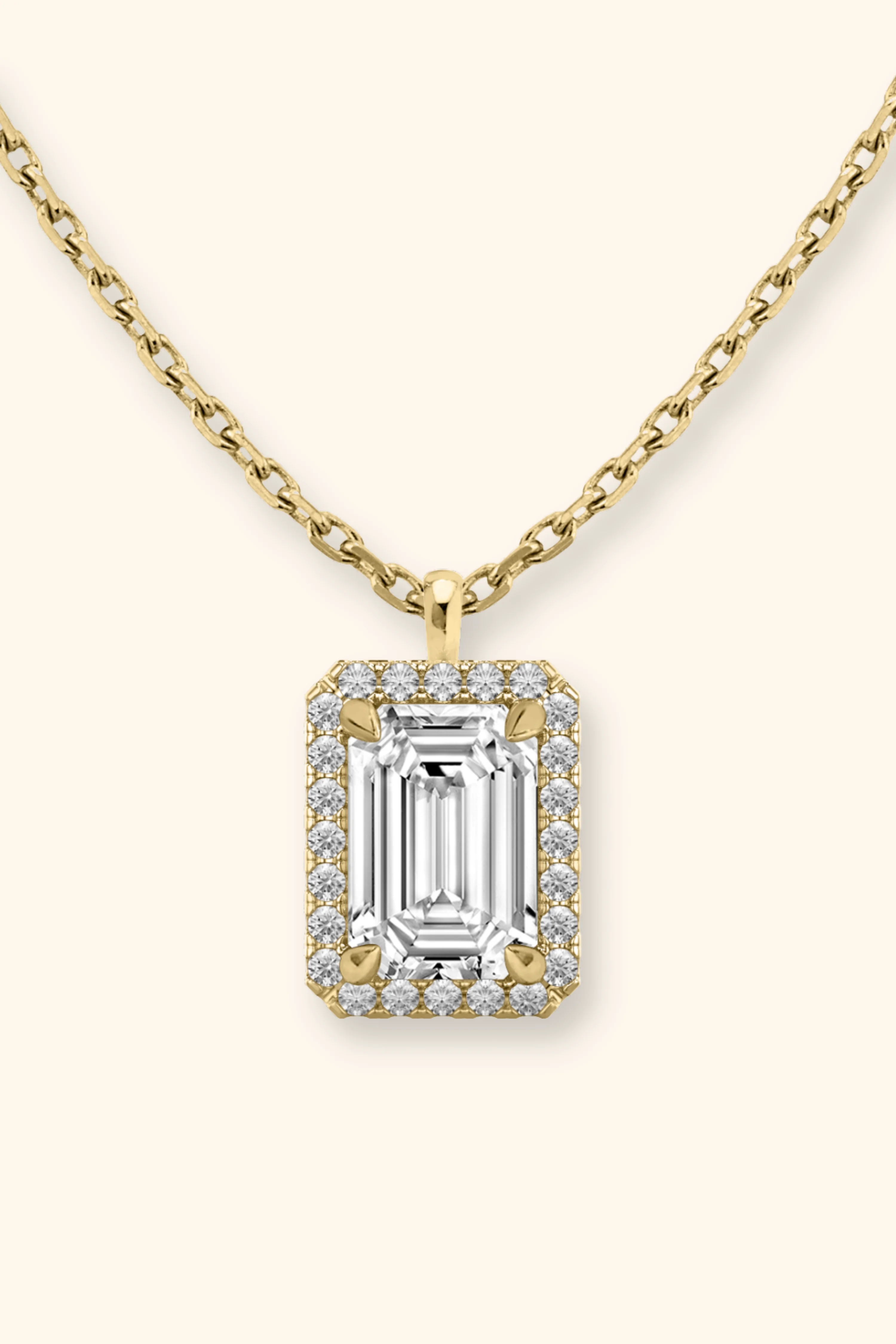 Coralina Halo Emerald Solitaire Pendant - Image 3