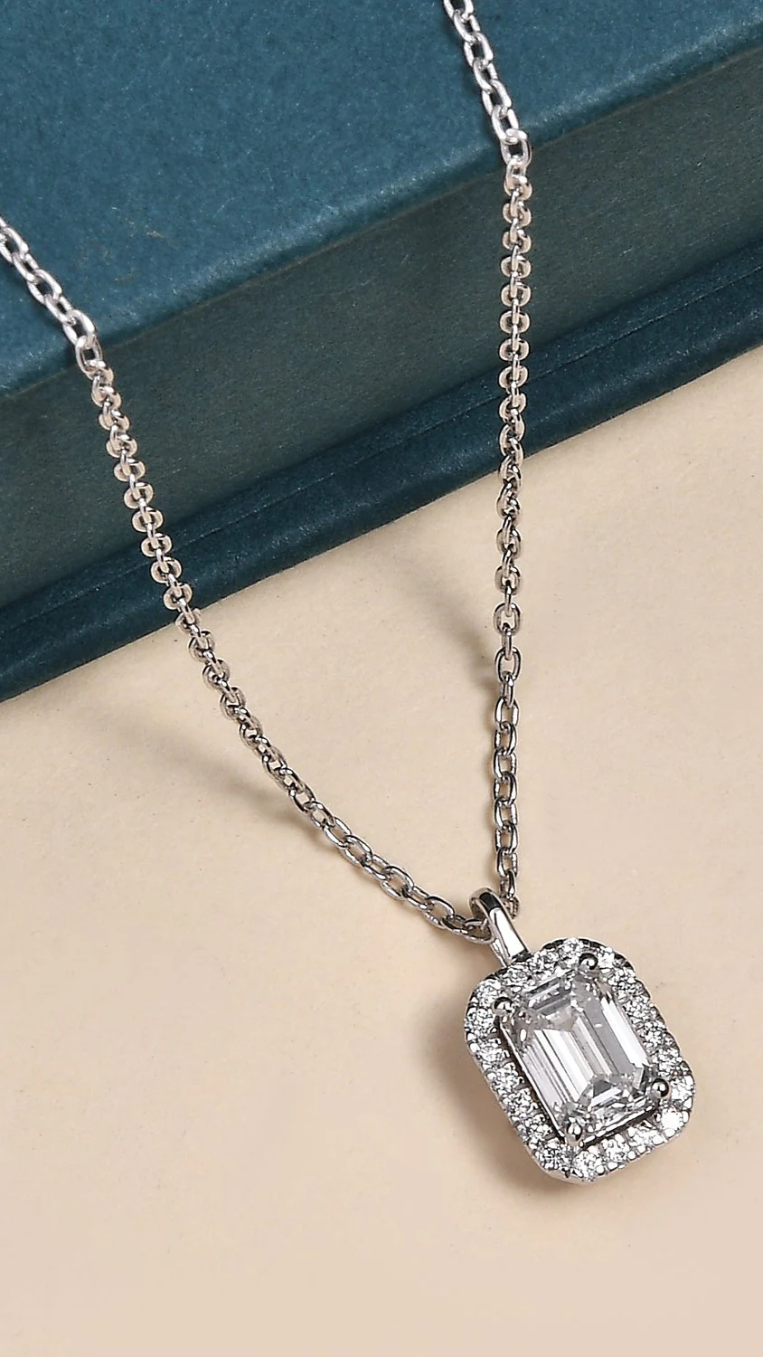 Coralina Halo Emerald Solitaire Pendant - Image 5