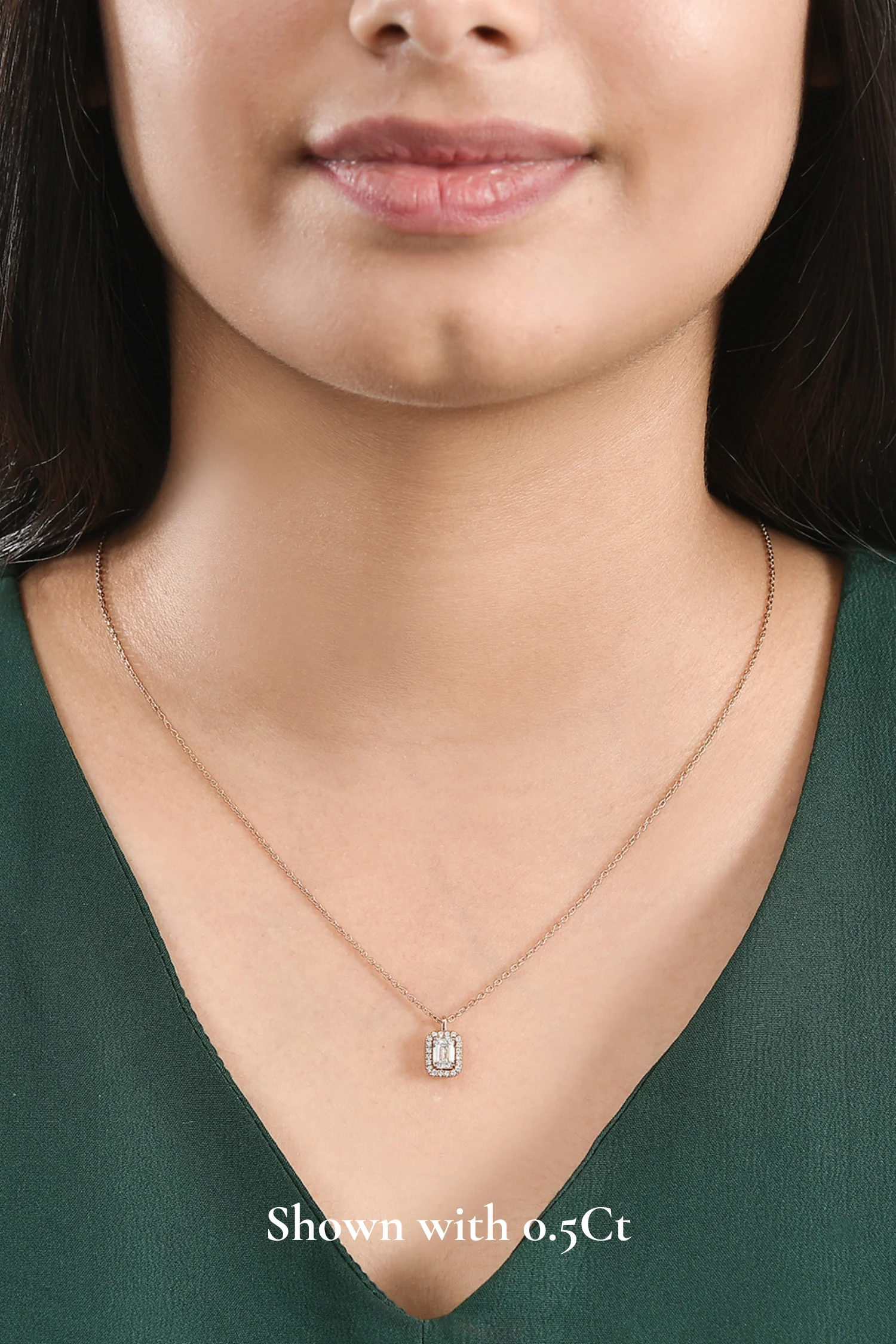 Coralina Halo Emerald Solitaire Pendant - Image 8