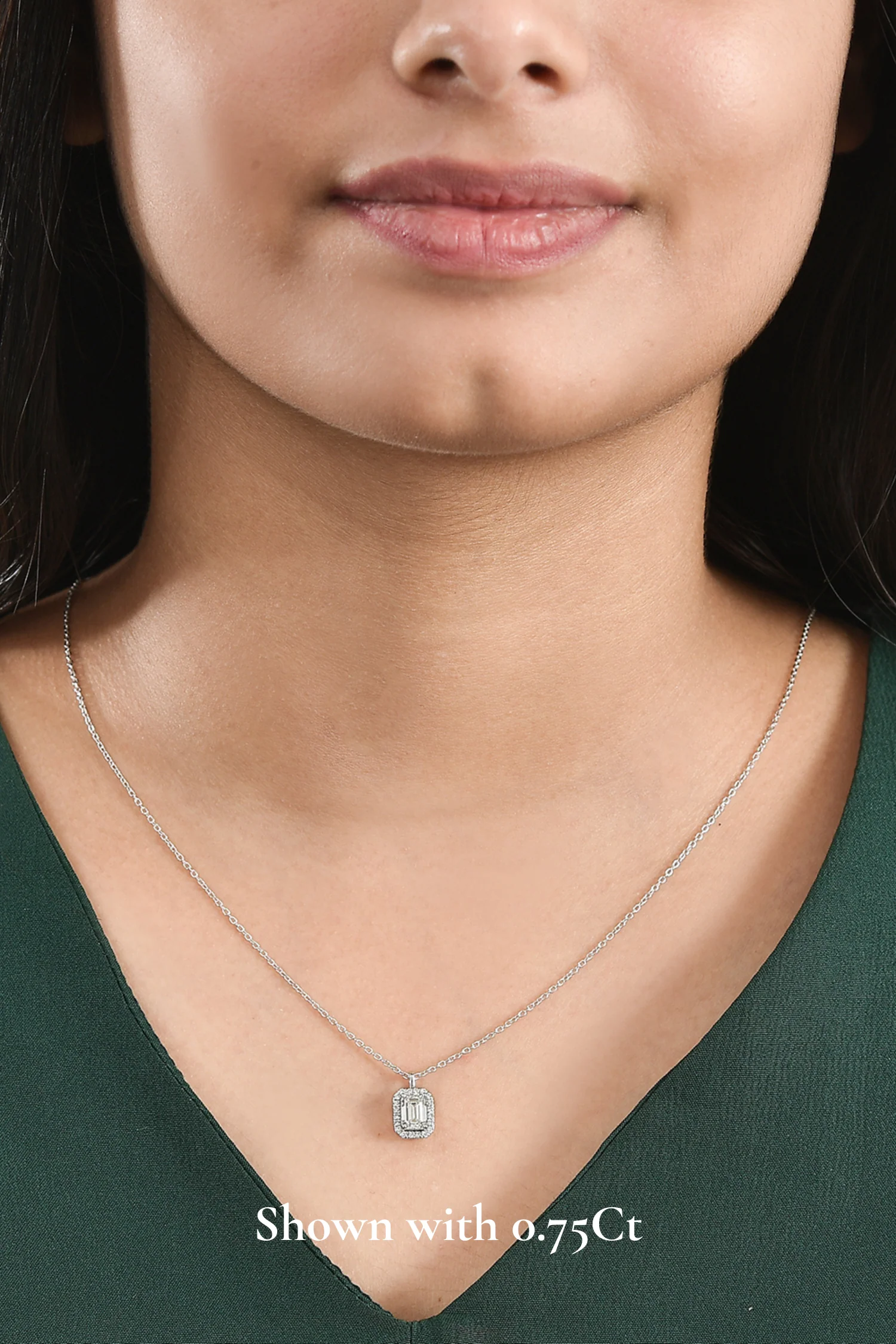 Coralina Halo Emerald Solitaire Pendant - Image 9