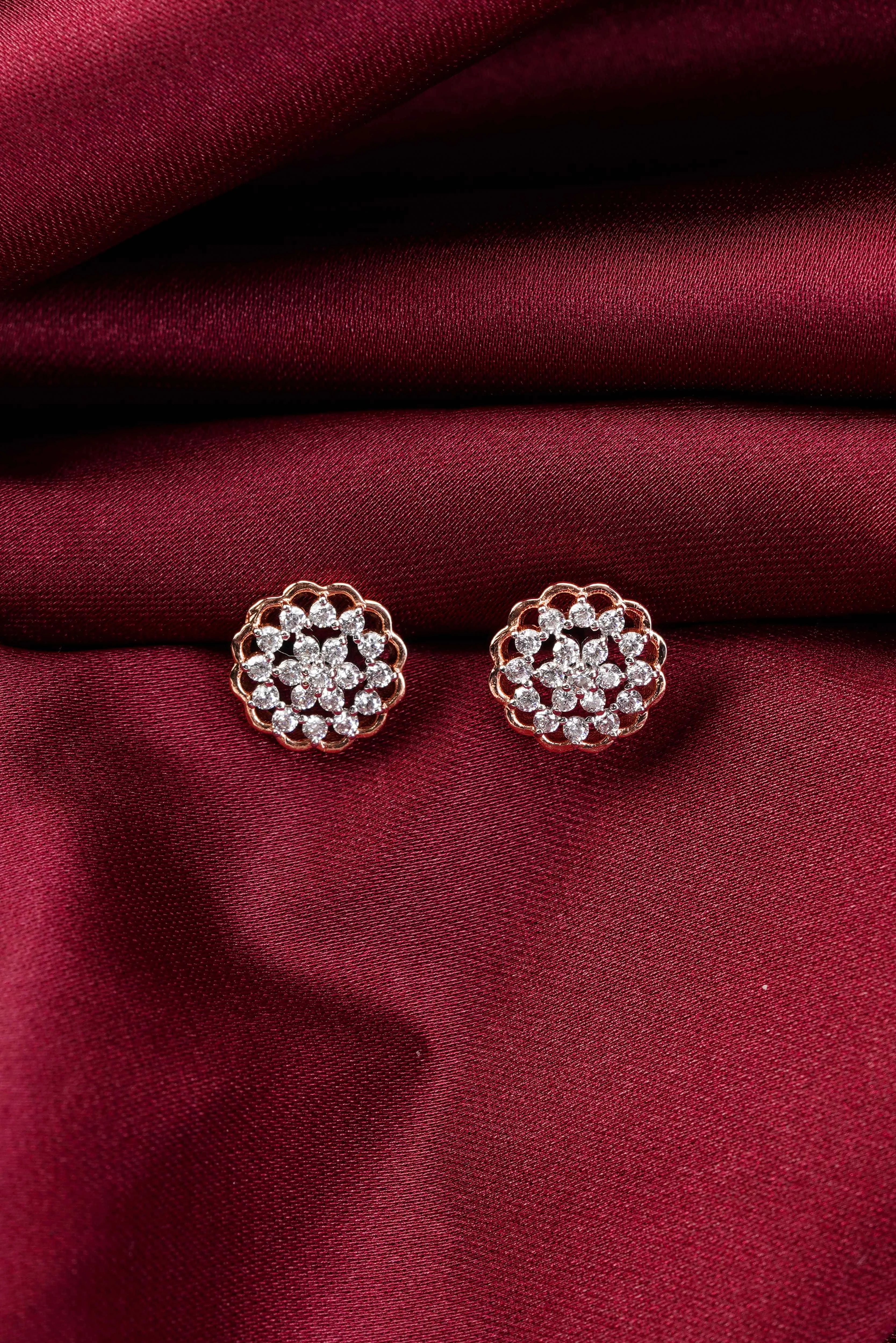 Fleurette Scalloped Diamond Studs - Image 3