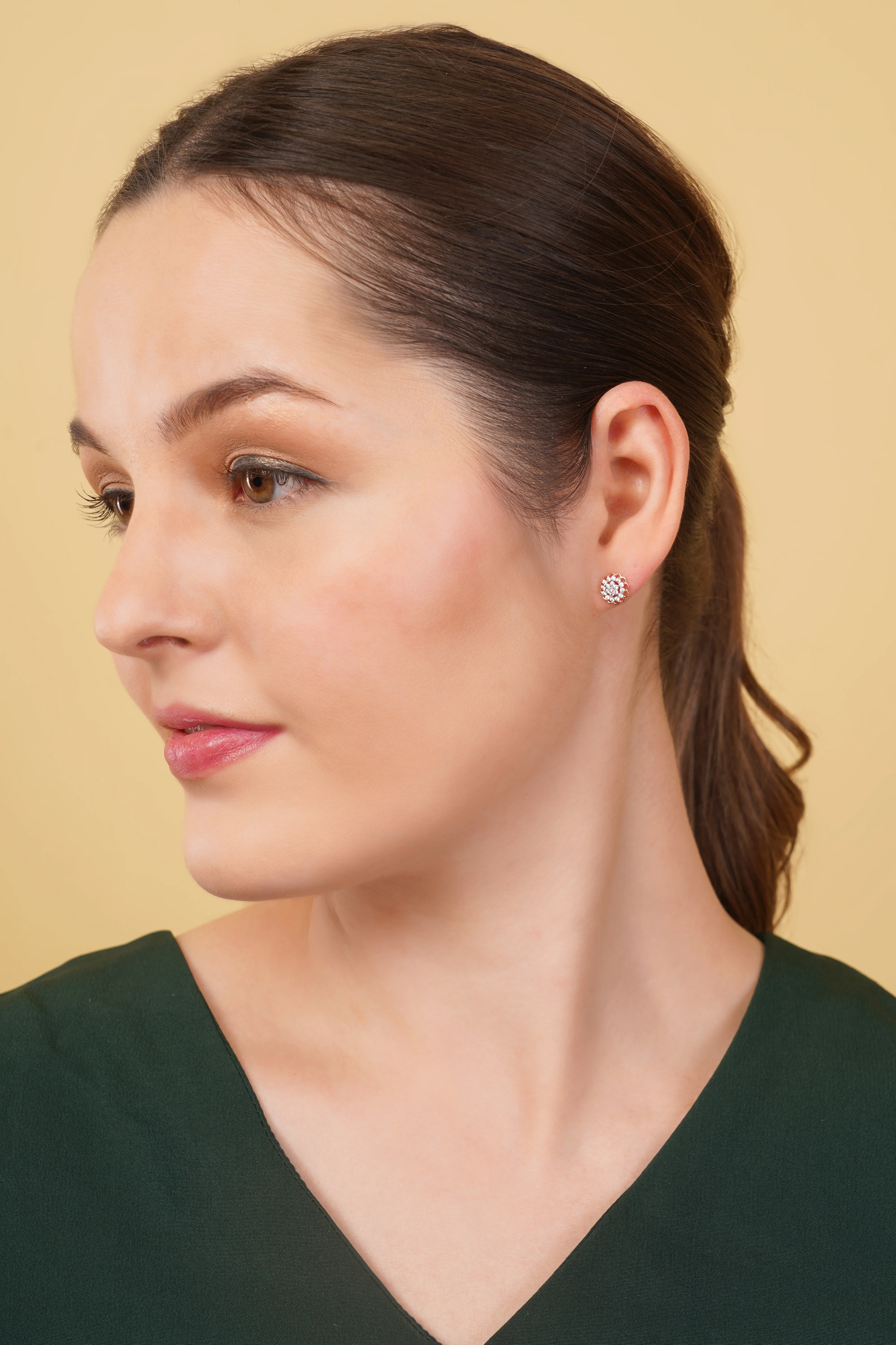 Fleurette Scalloped Diamond Studs - Image 4