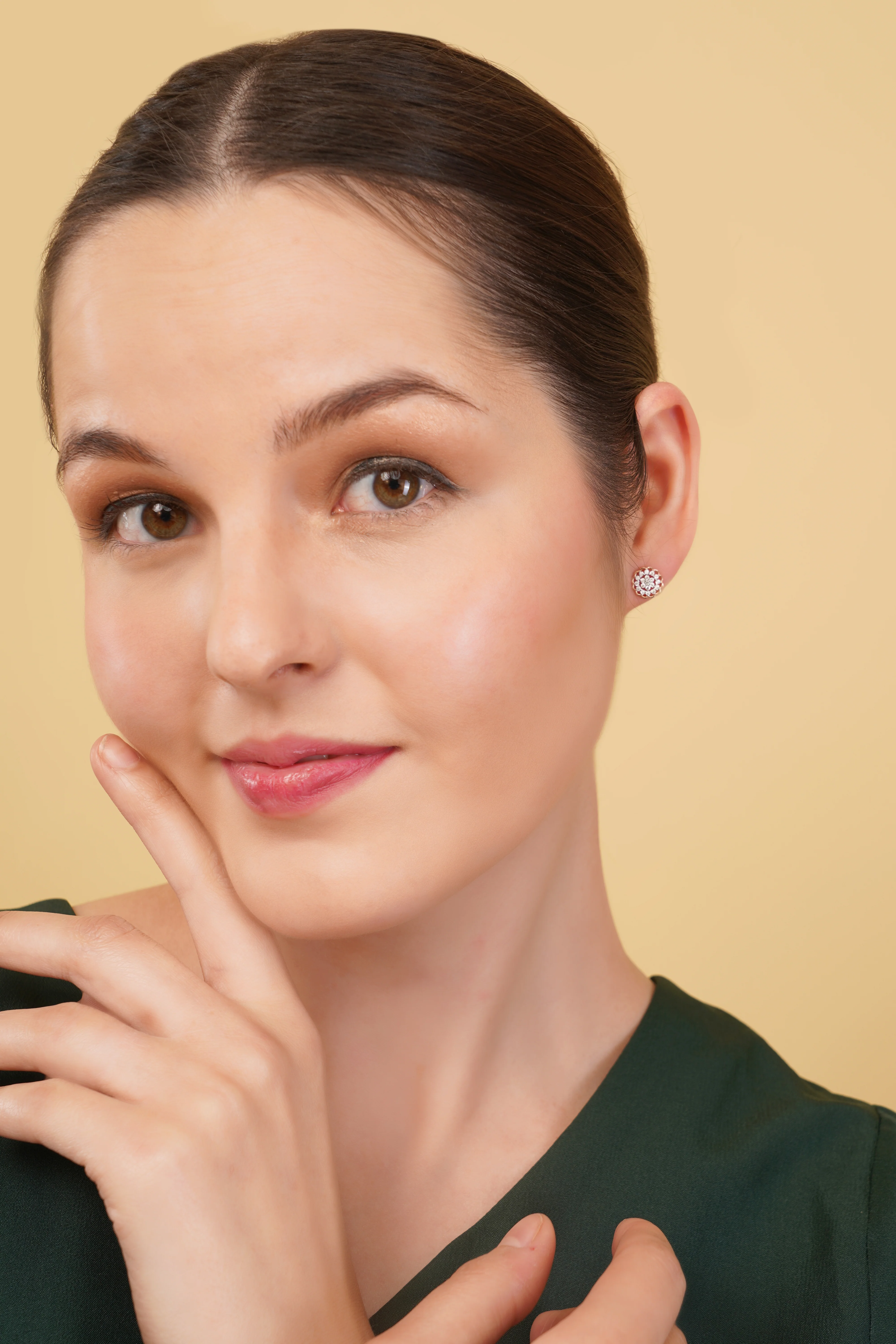 Fleurette Scalloped Diamond Studs - Image 6