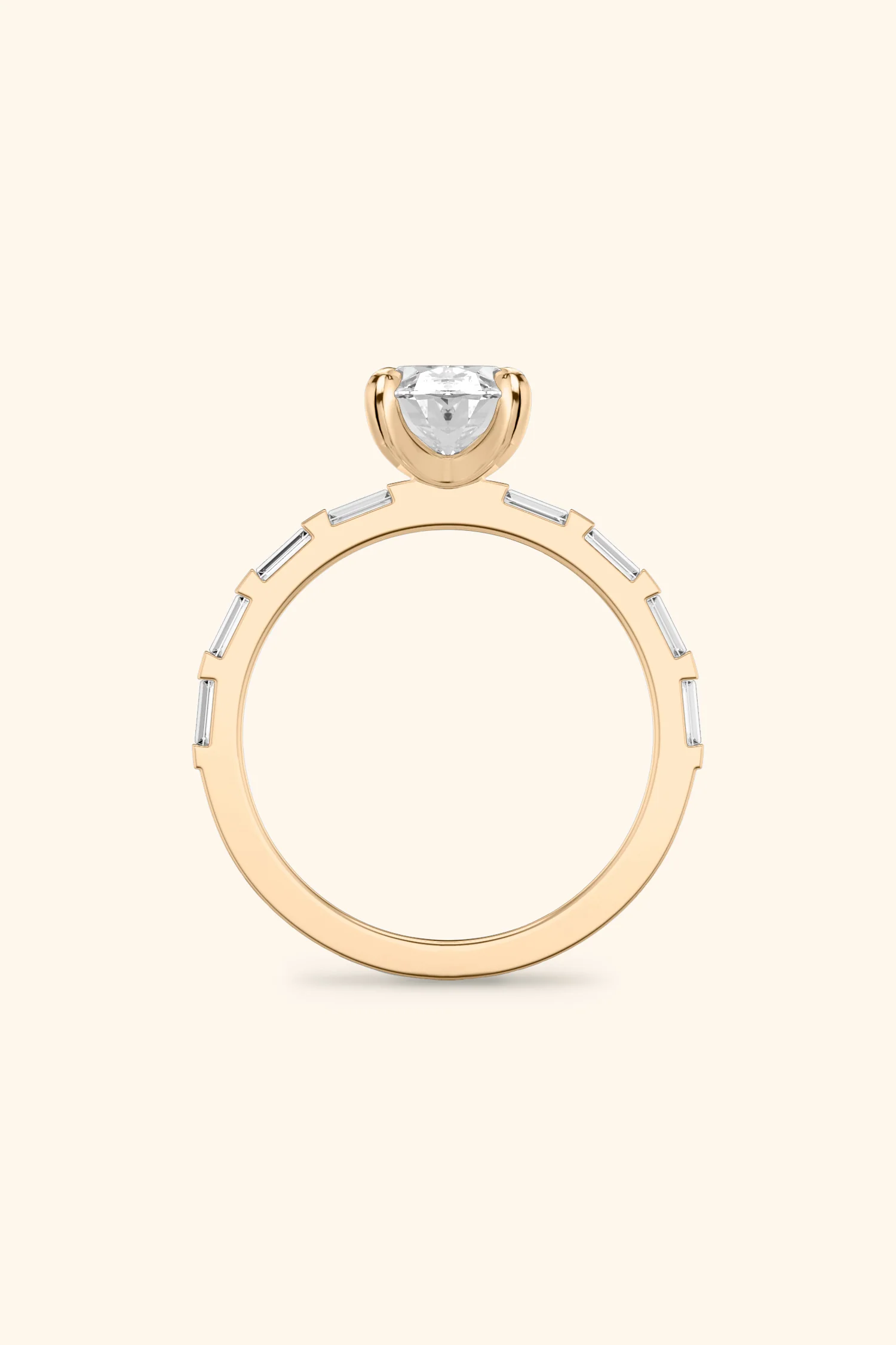 French Bar with Oval Solitaire Ring - Image 3