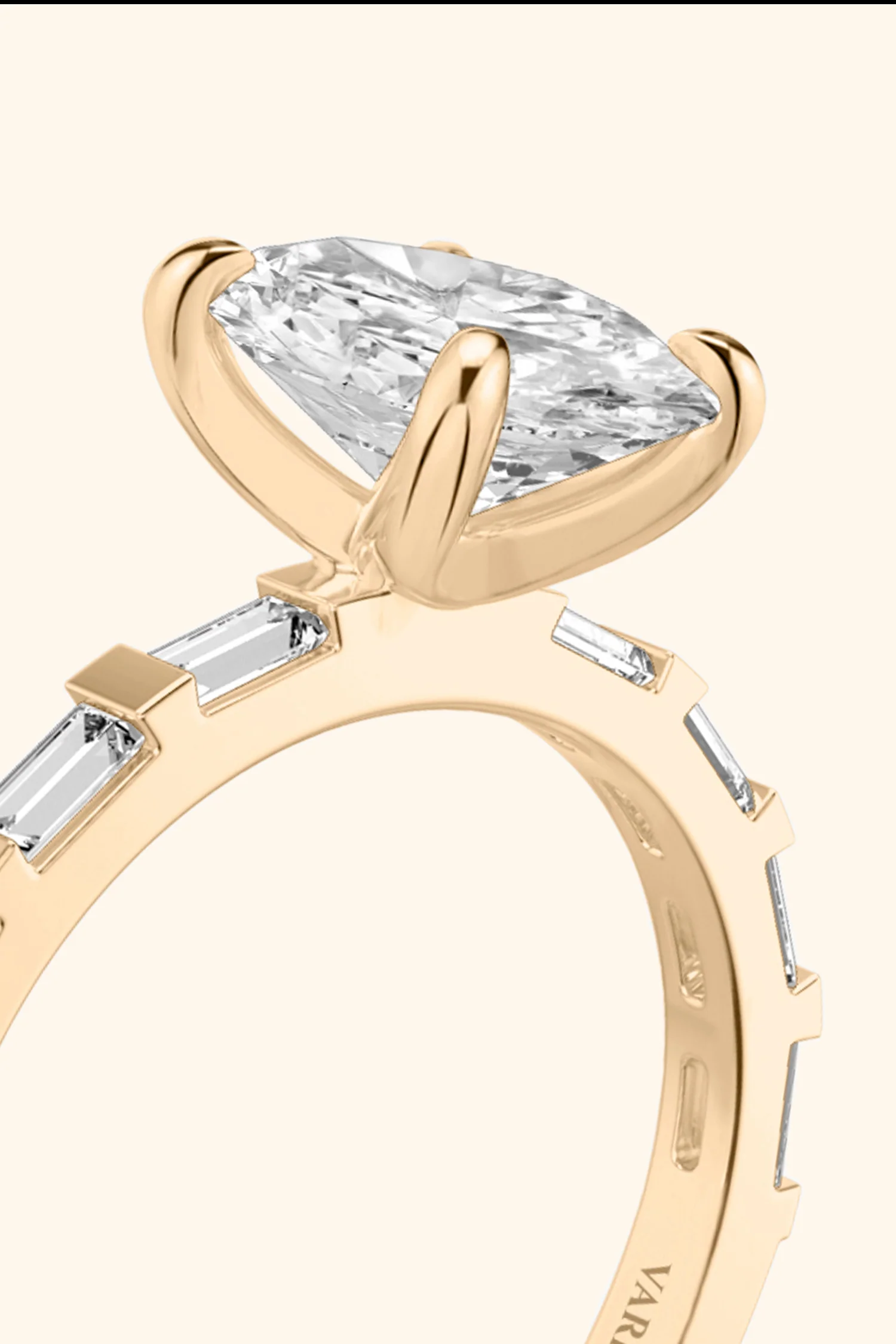 French Bar with Oval Solitaire Ring - Image 4