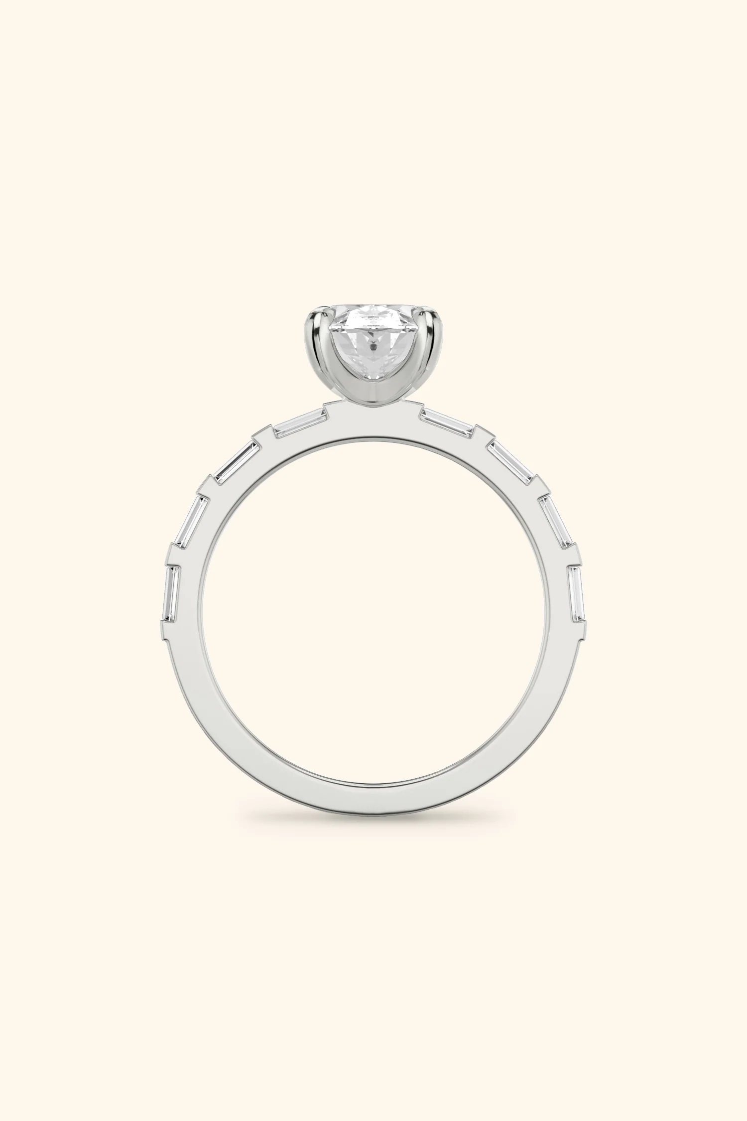 French Bar with Oval Solitaire Ring - Image 5