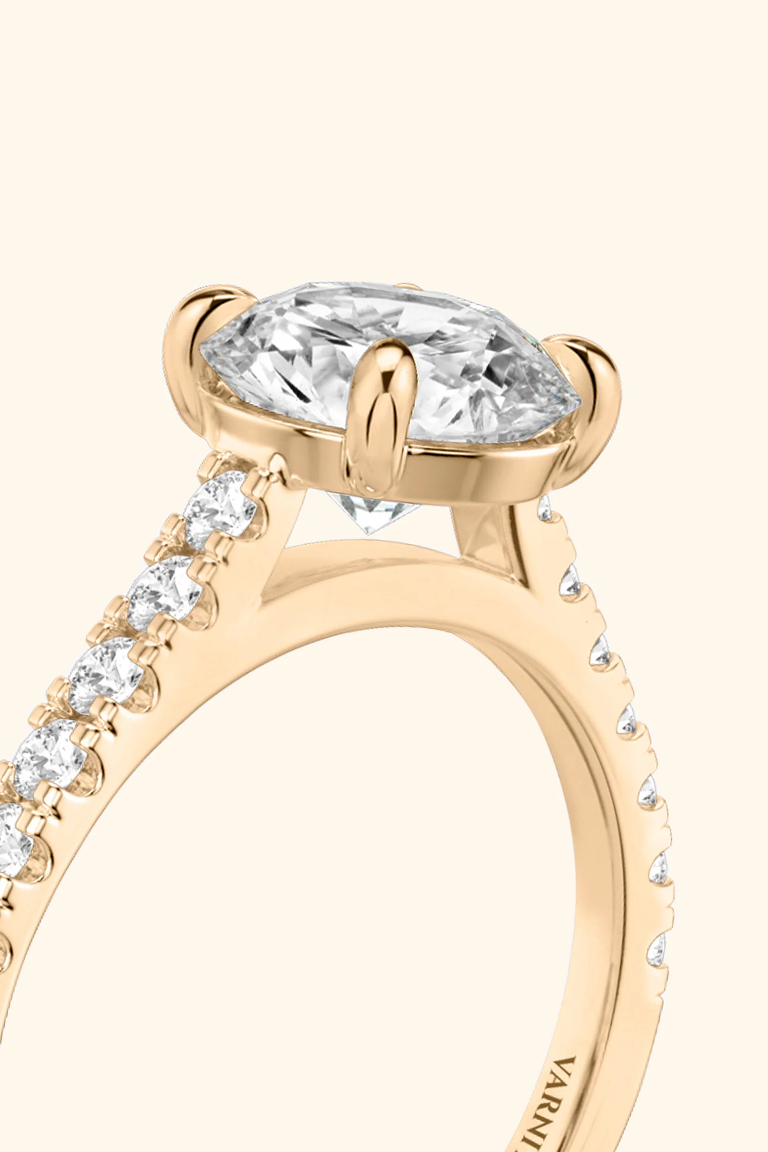 Gopuram Dome with a Round Solitaire Pavé Ring - Image 11