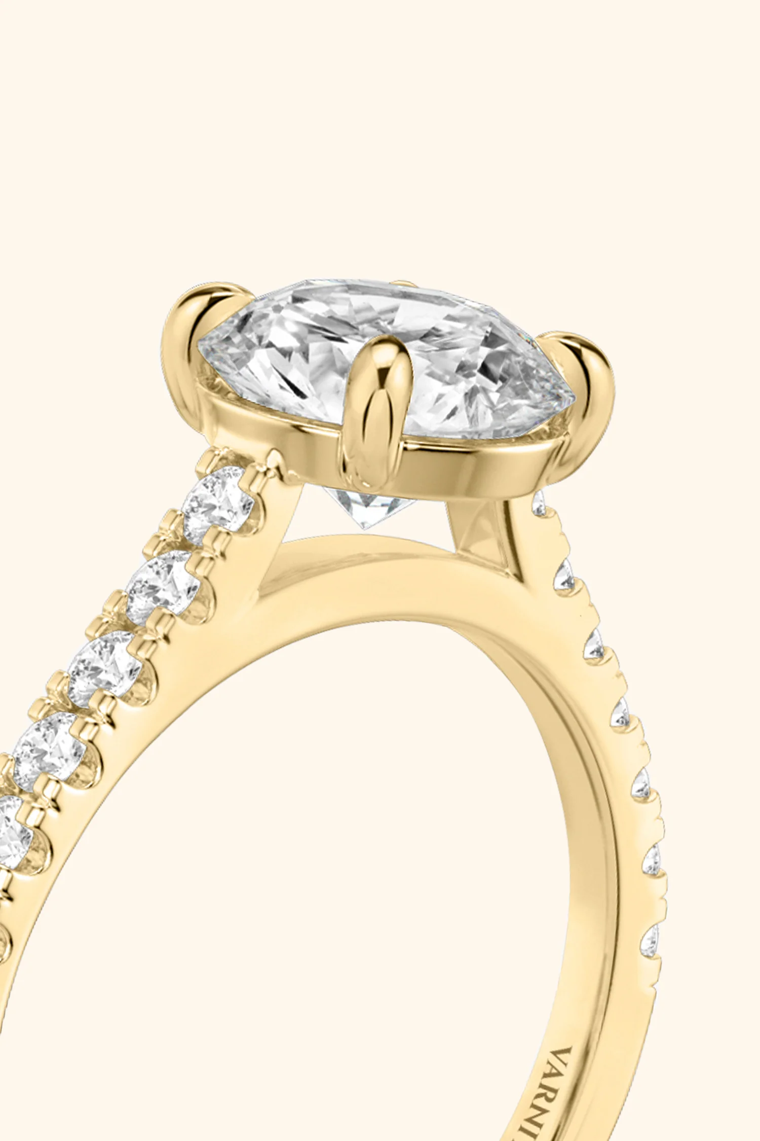 Gopuram Dome with a Round Solitaire Pavé Ring - Image 6