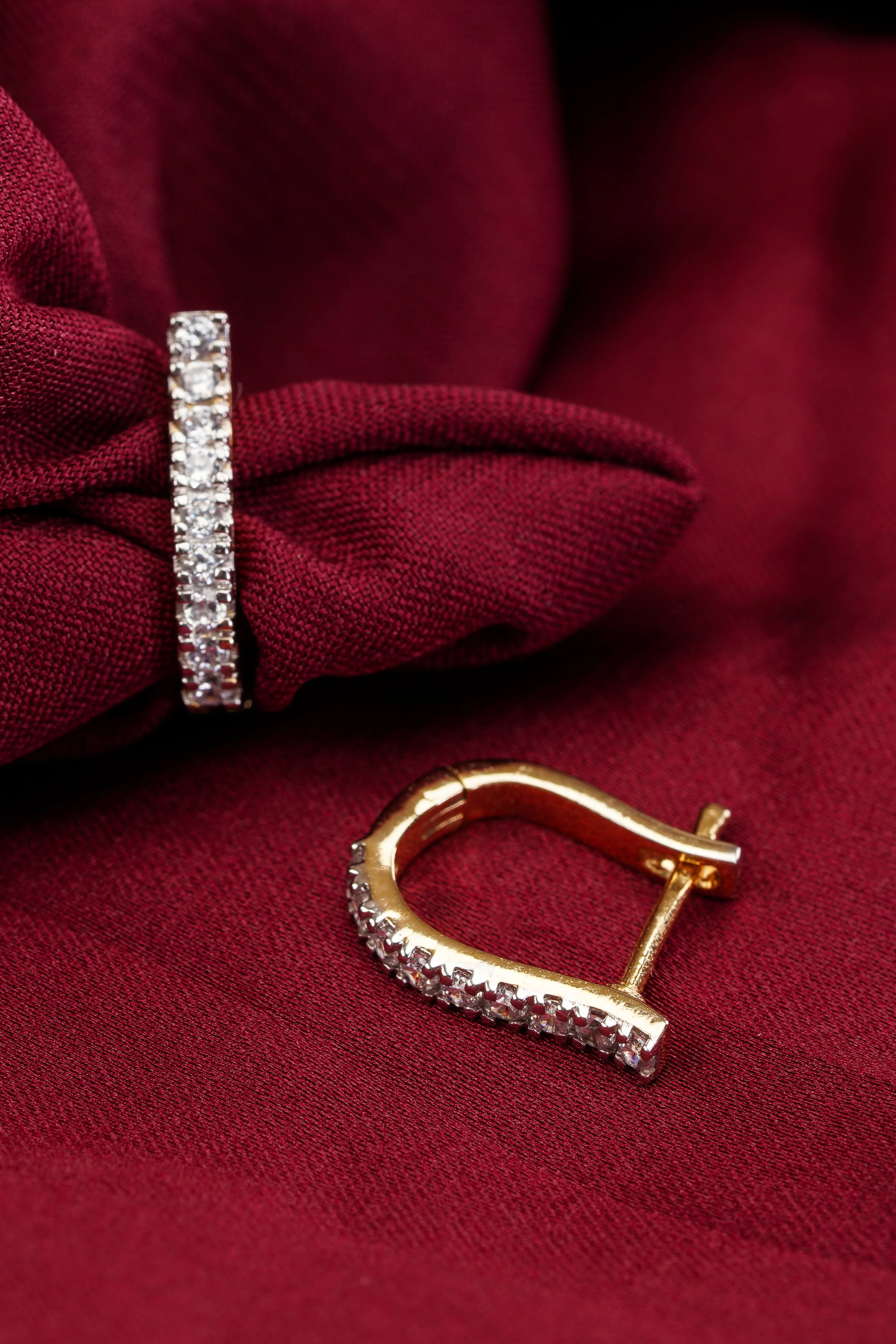 Half Trail Huggie Hoops Earrings - Image 3