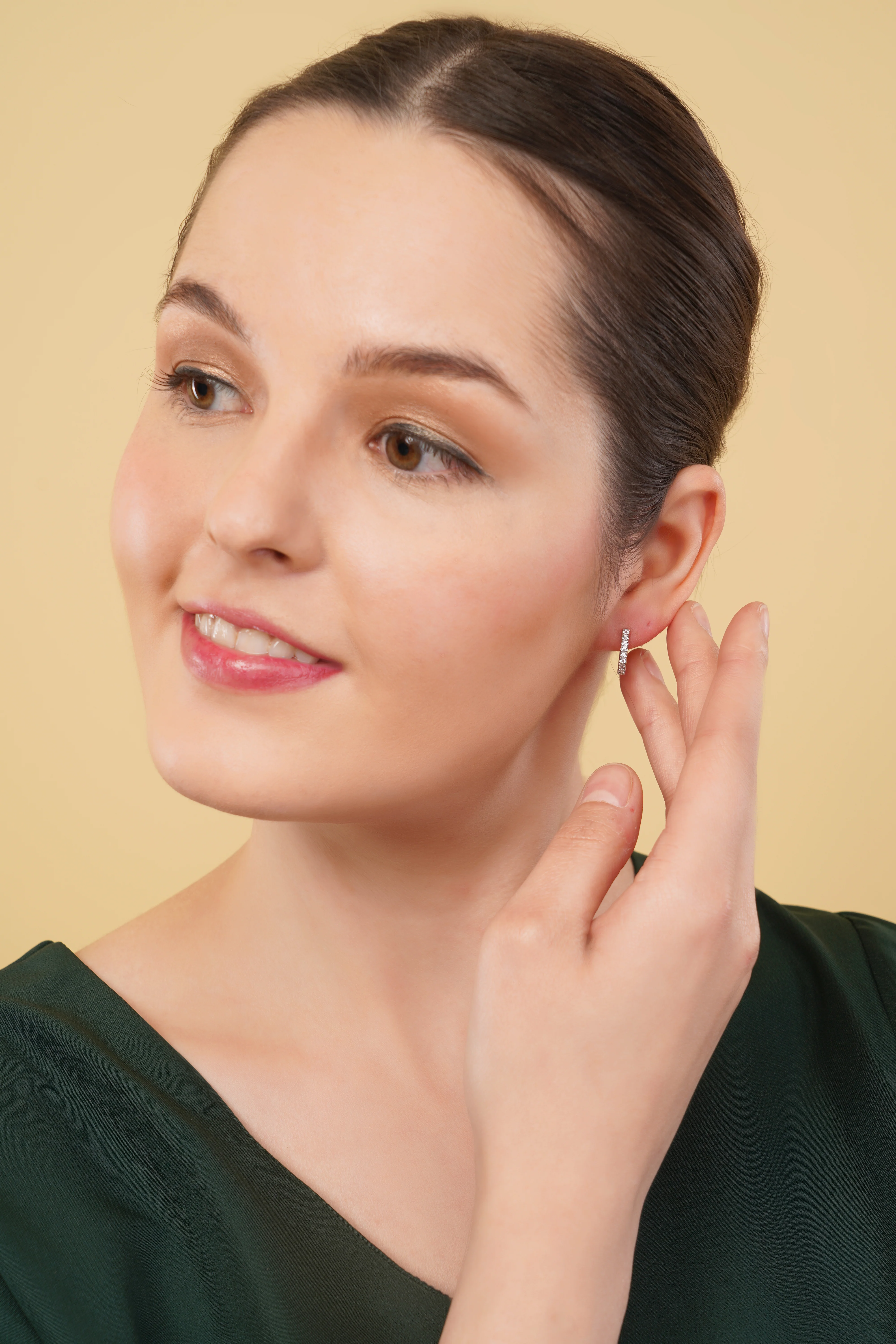 Half Trail Huggie Hoops Earrings - Image 4