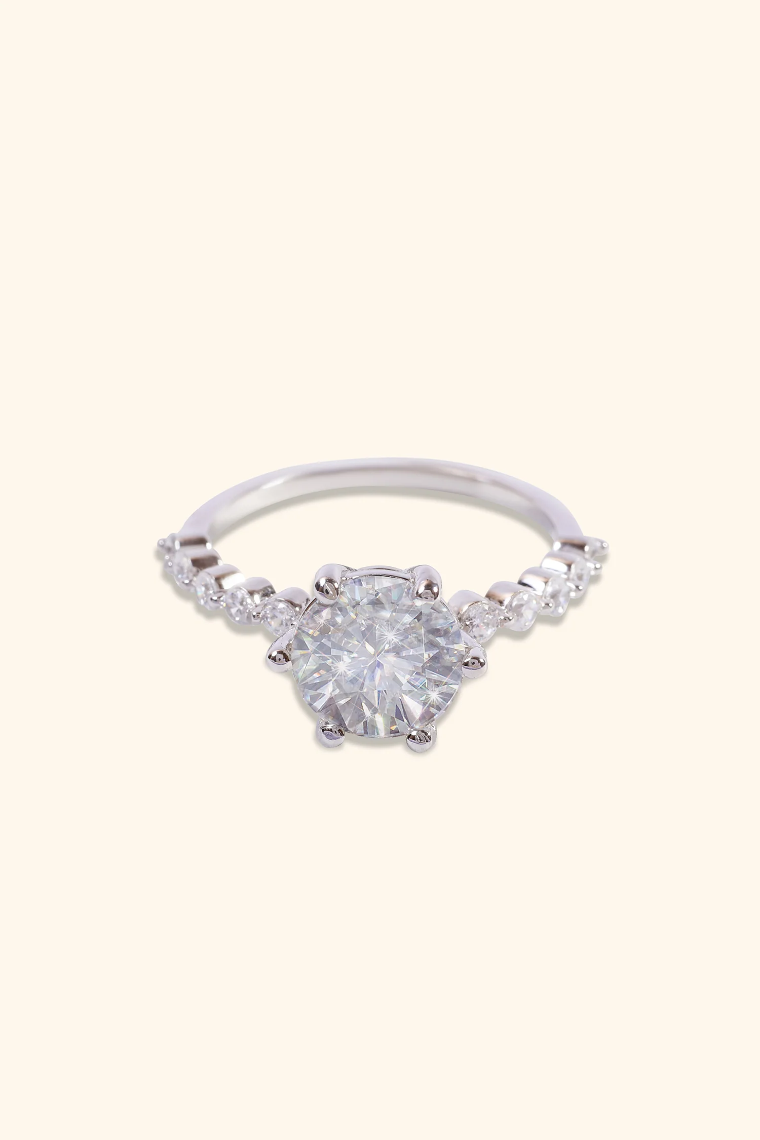 Paloma Studded Pave Ring with Round Solitaire - Image 3