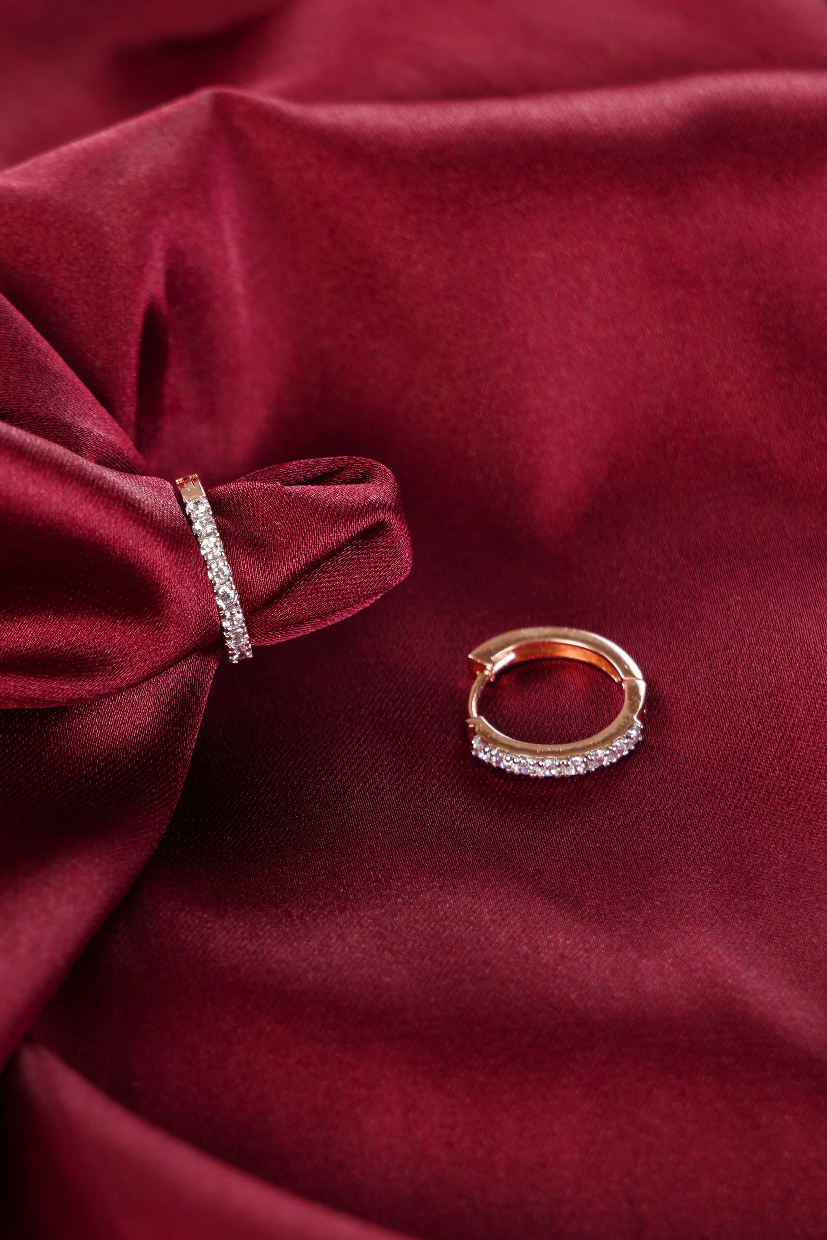 Luna Floating Huggie Diamond Earrings - Image 3