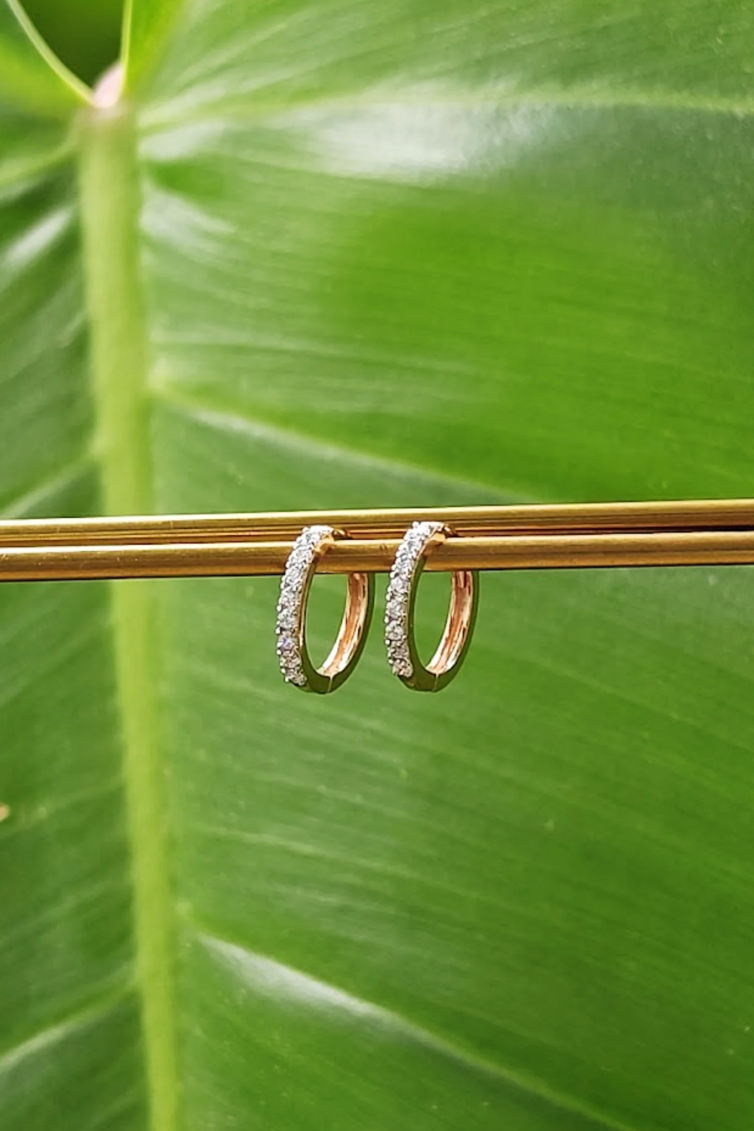 Luna Floating Huggie Diamond Earrings - Image 6