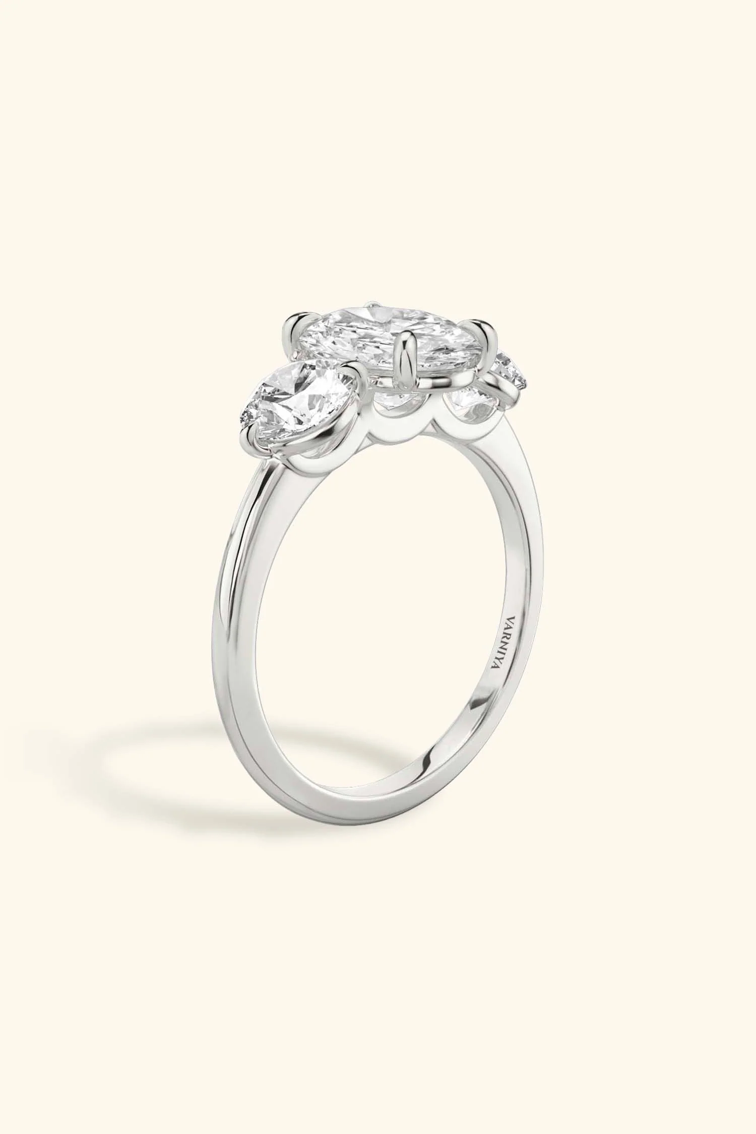 Trilogy Grace with Oval Solitaire Ring with Rounds - Image 3