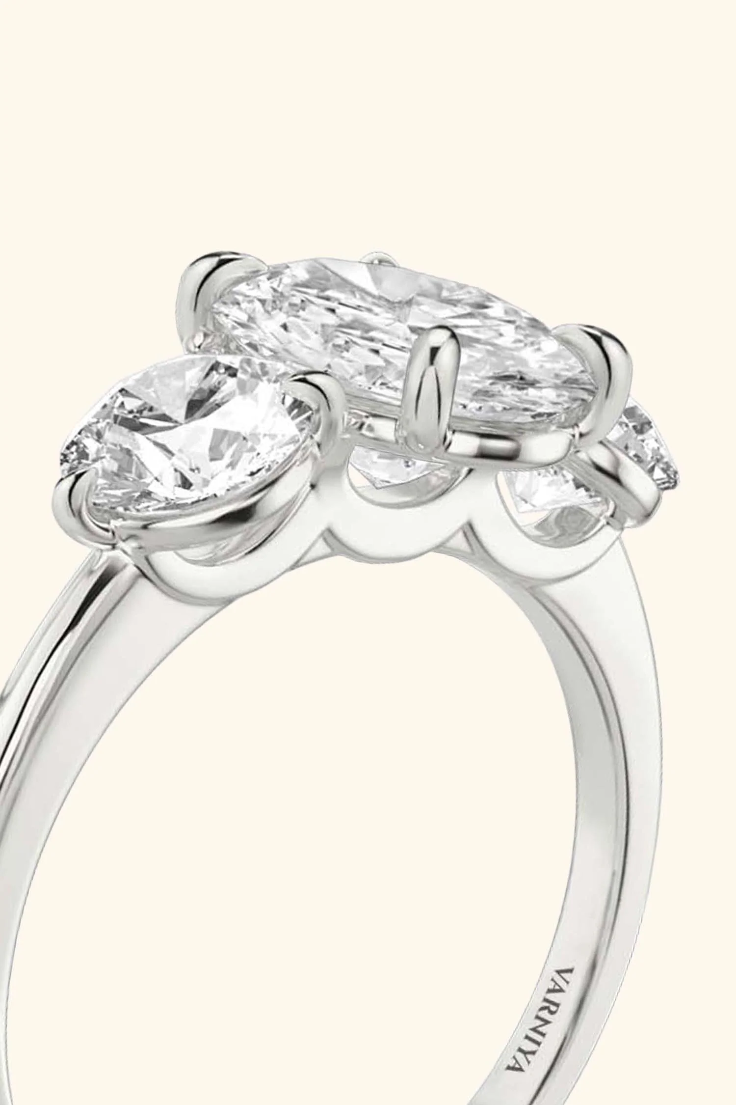 Trilogy Grace with Oval Solitaire Ring with Rounds - Image 5