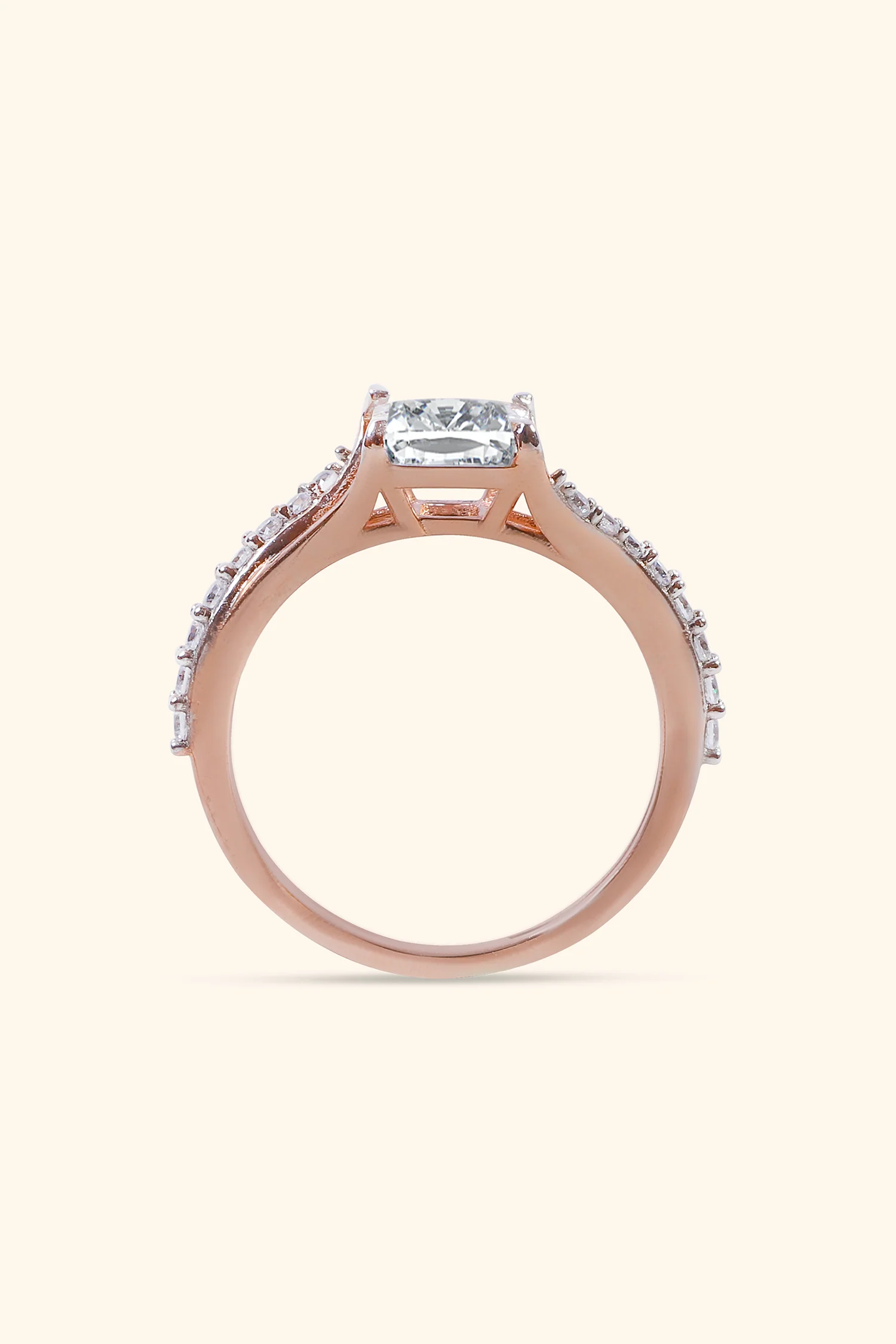 Victoria Emerald Solitaire Ring on an Alt-Pavé Ring - Image 3