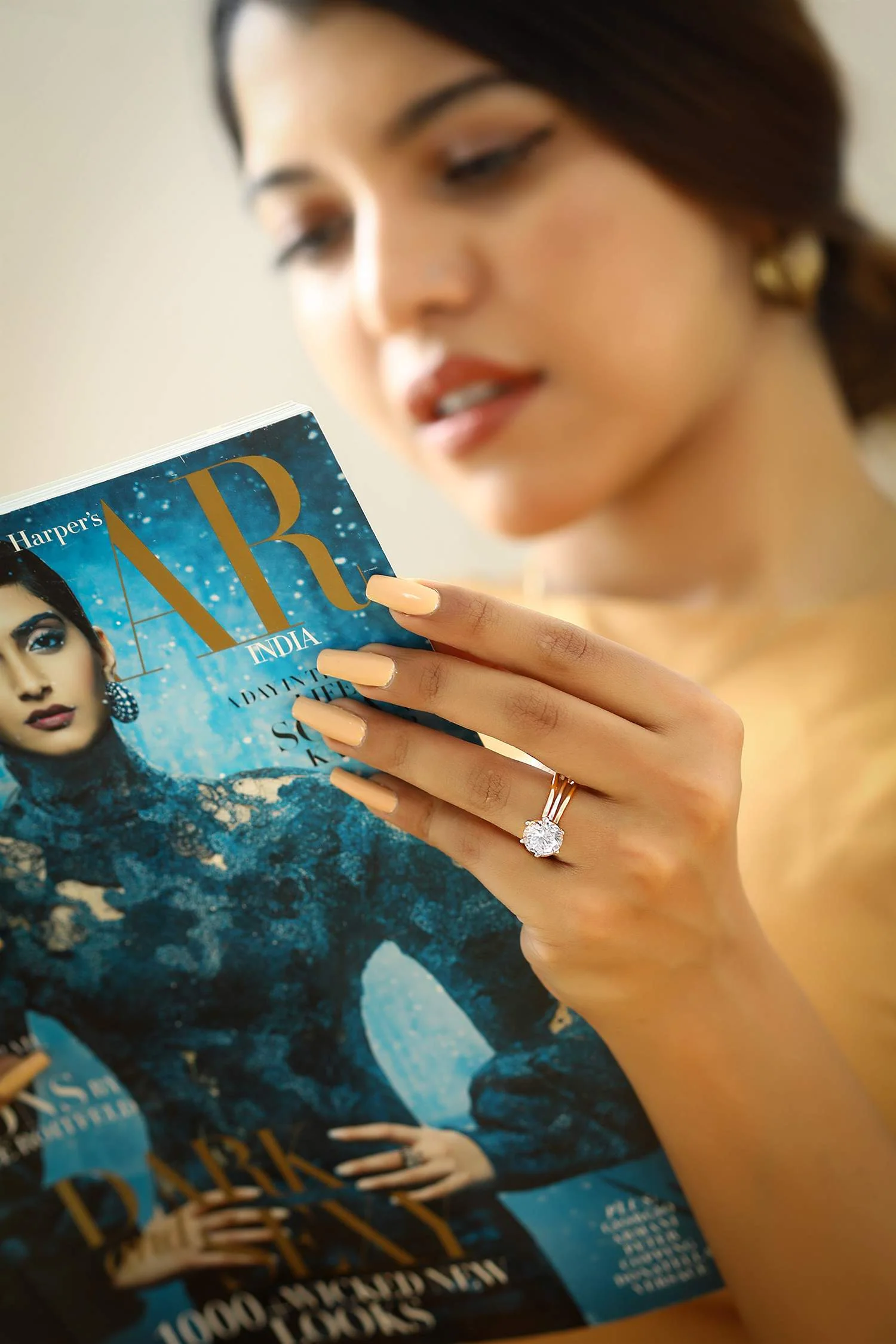 Windsor Triple Banded Ring with a Round Solitaire - Image 5